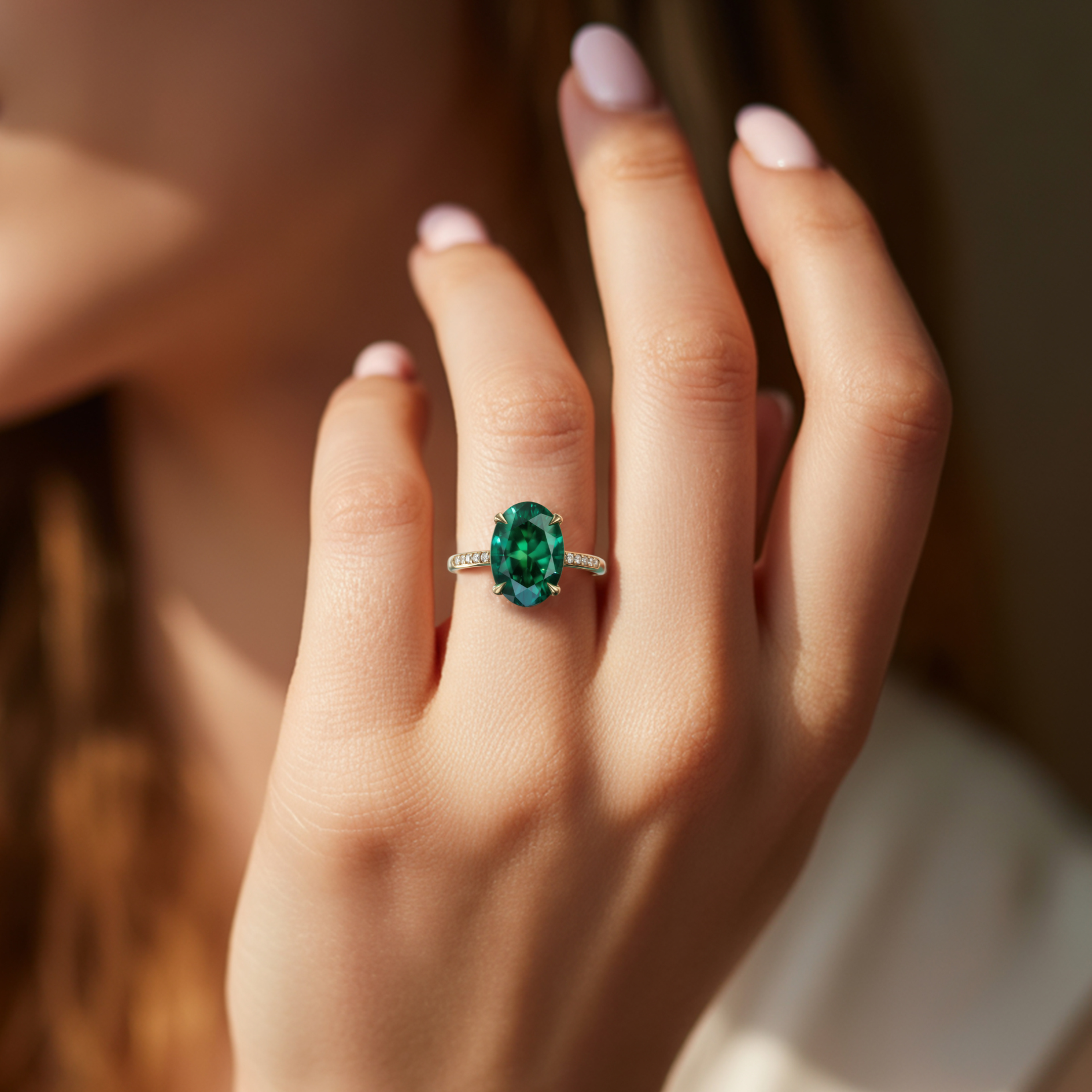 La bague Opaline - Moissanite verte