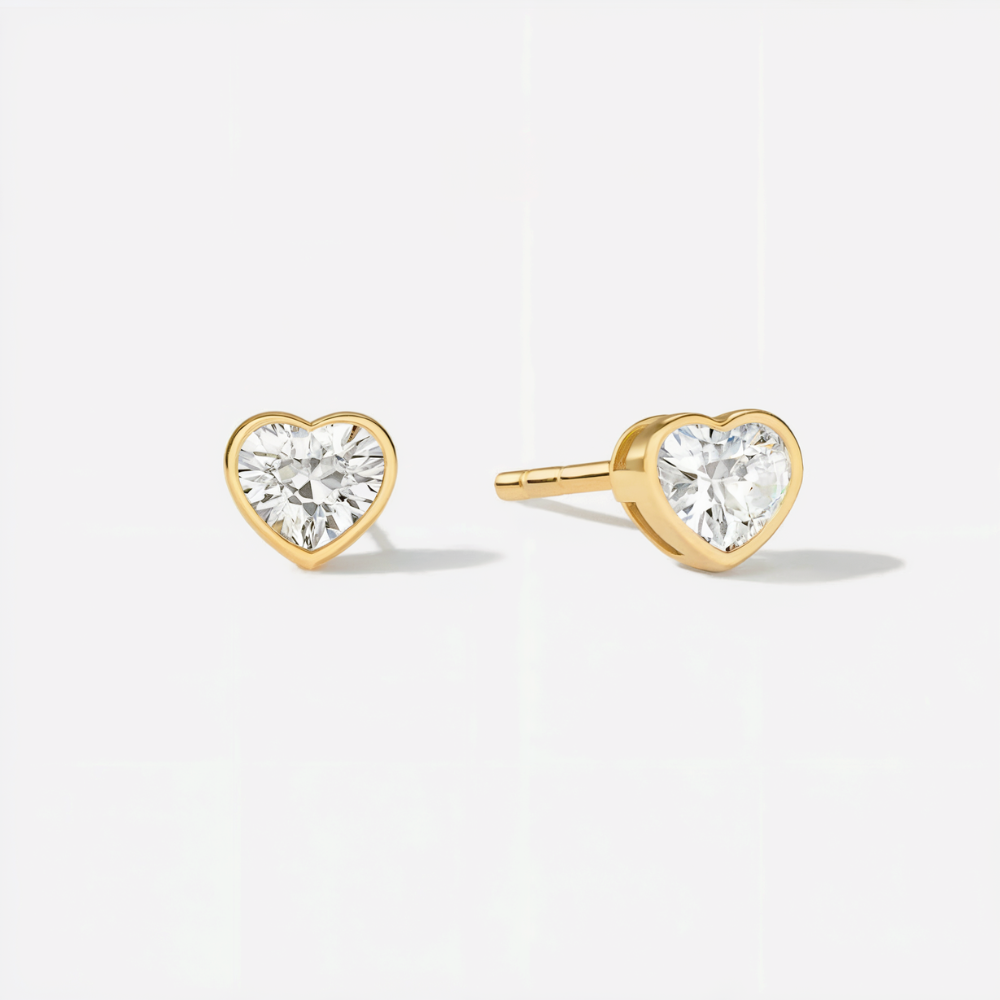 Boucles d'oreilles clous en forme de cœur
