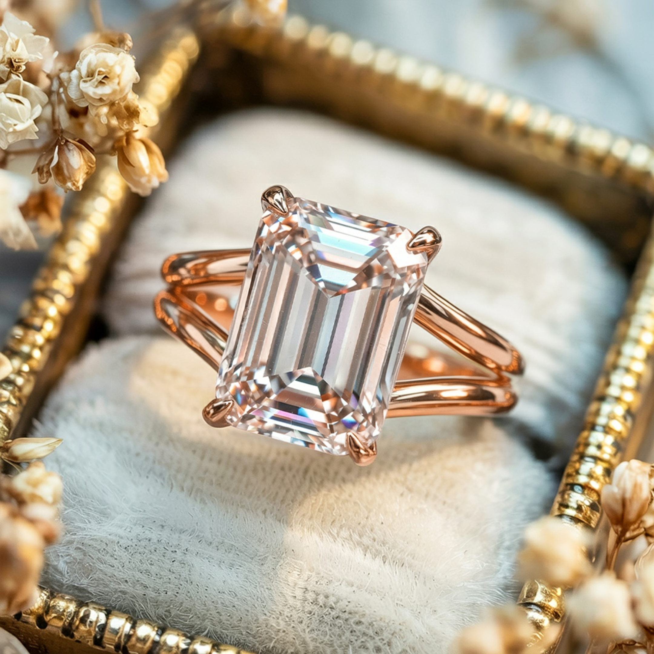 The Bella Jewel – Split Shank Moissanite Ring