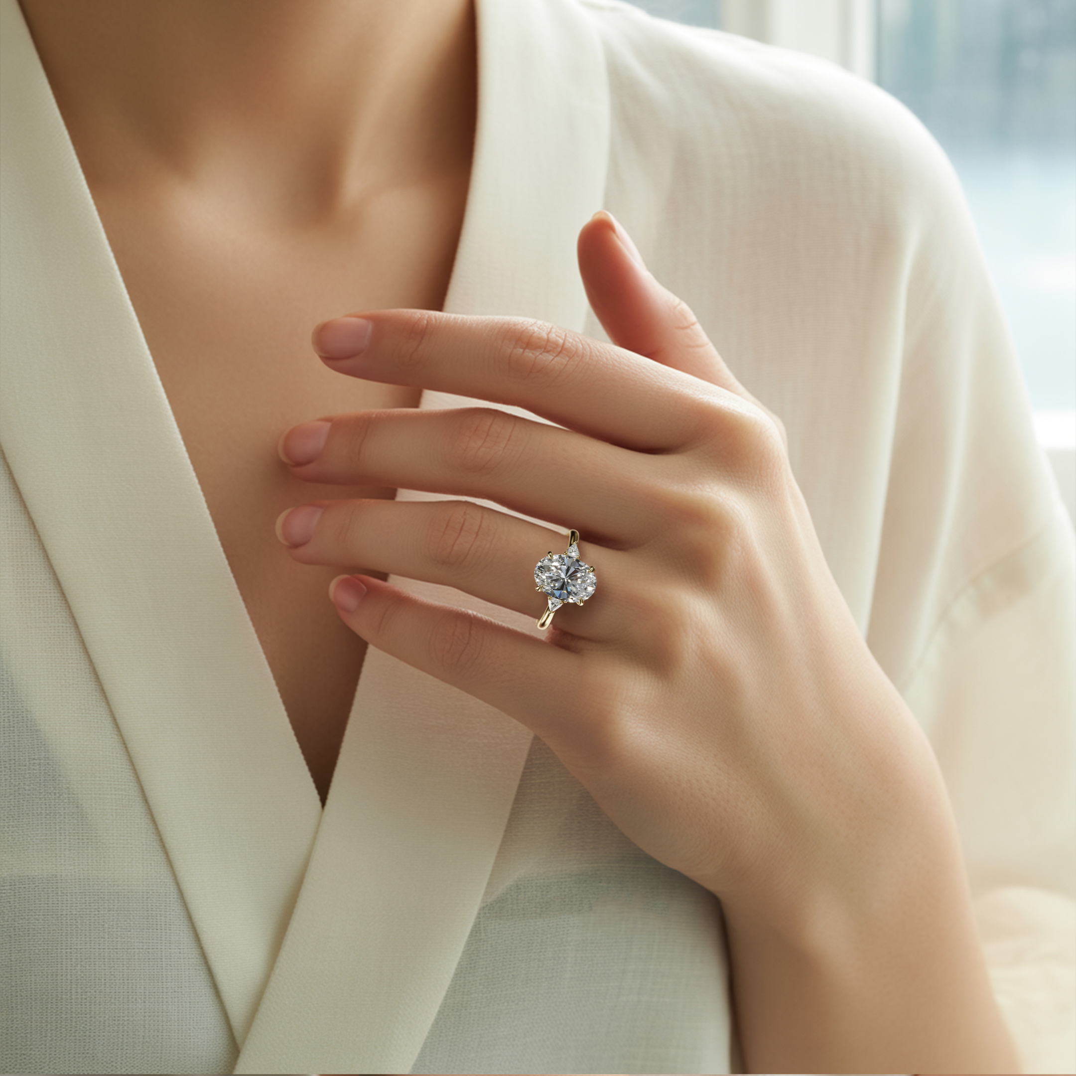 La Bague Opaline - Moissanite Trois Pierres
