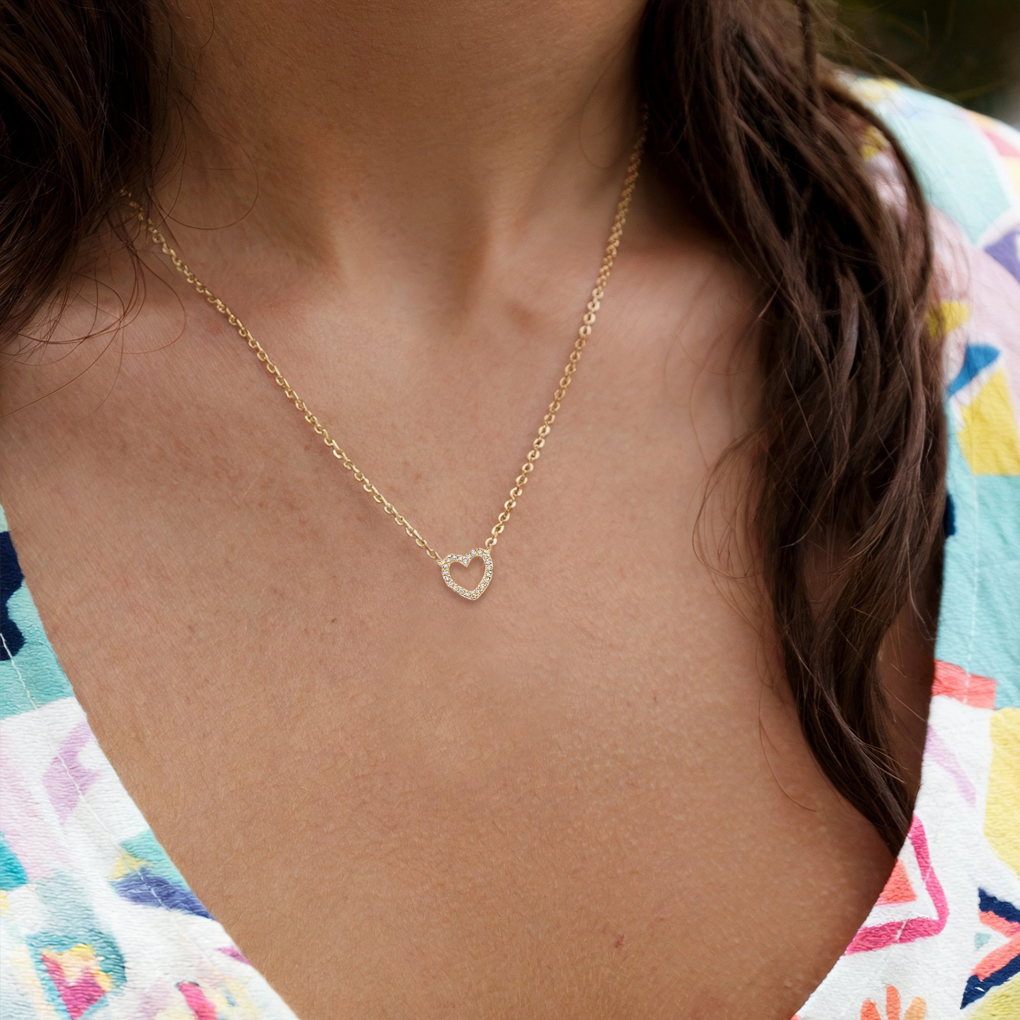 Pendentif cœur pavé de diamants