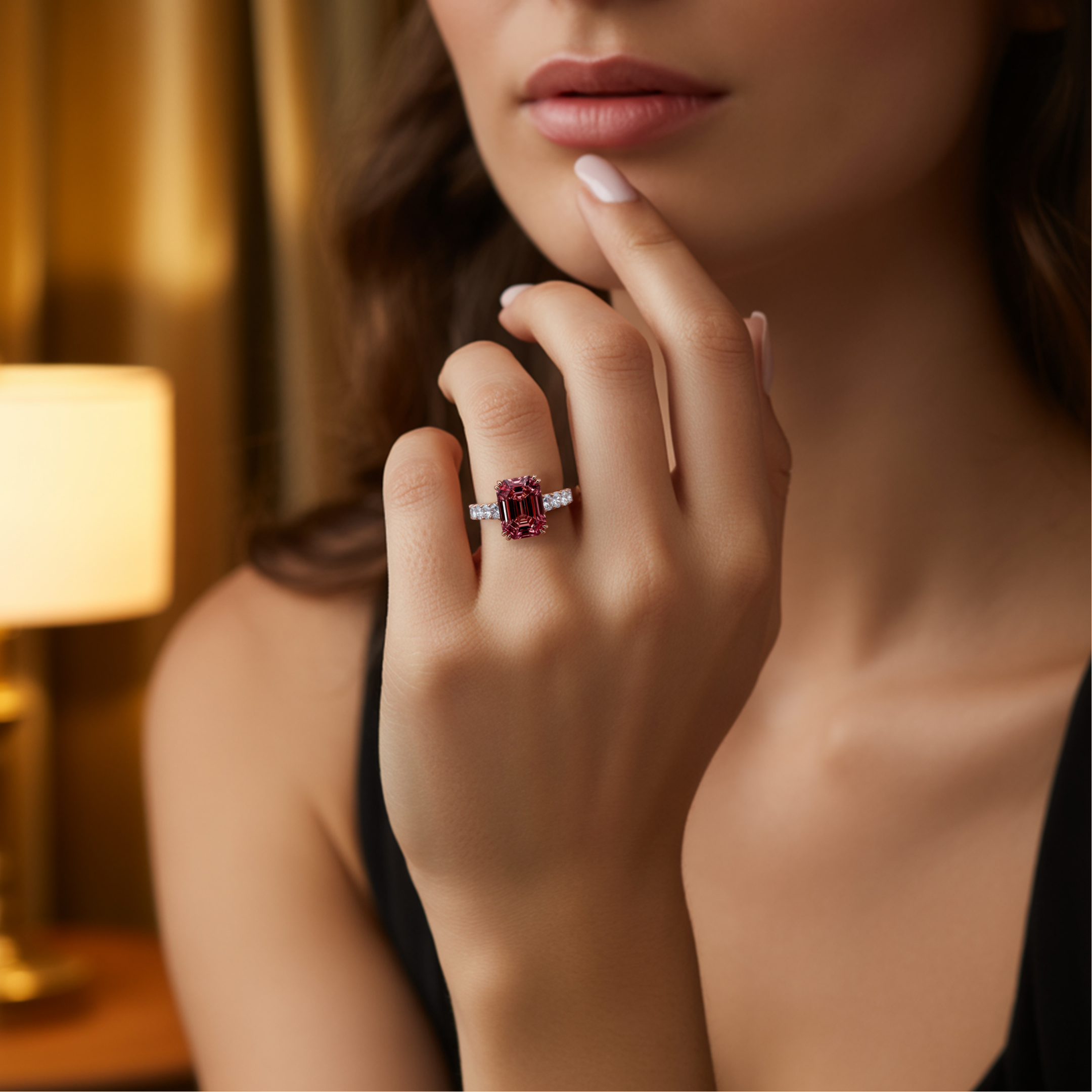 The Camilla - Red Moissanite Ring