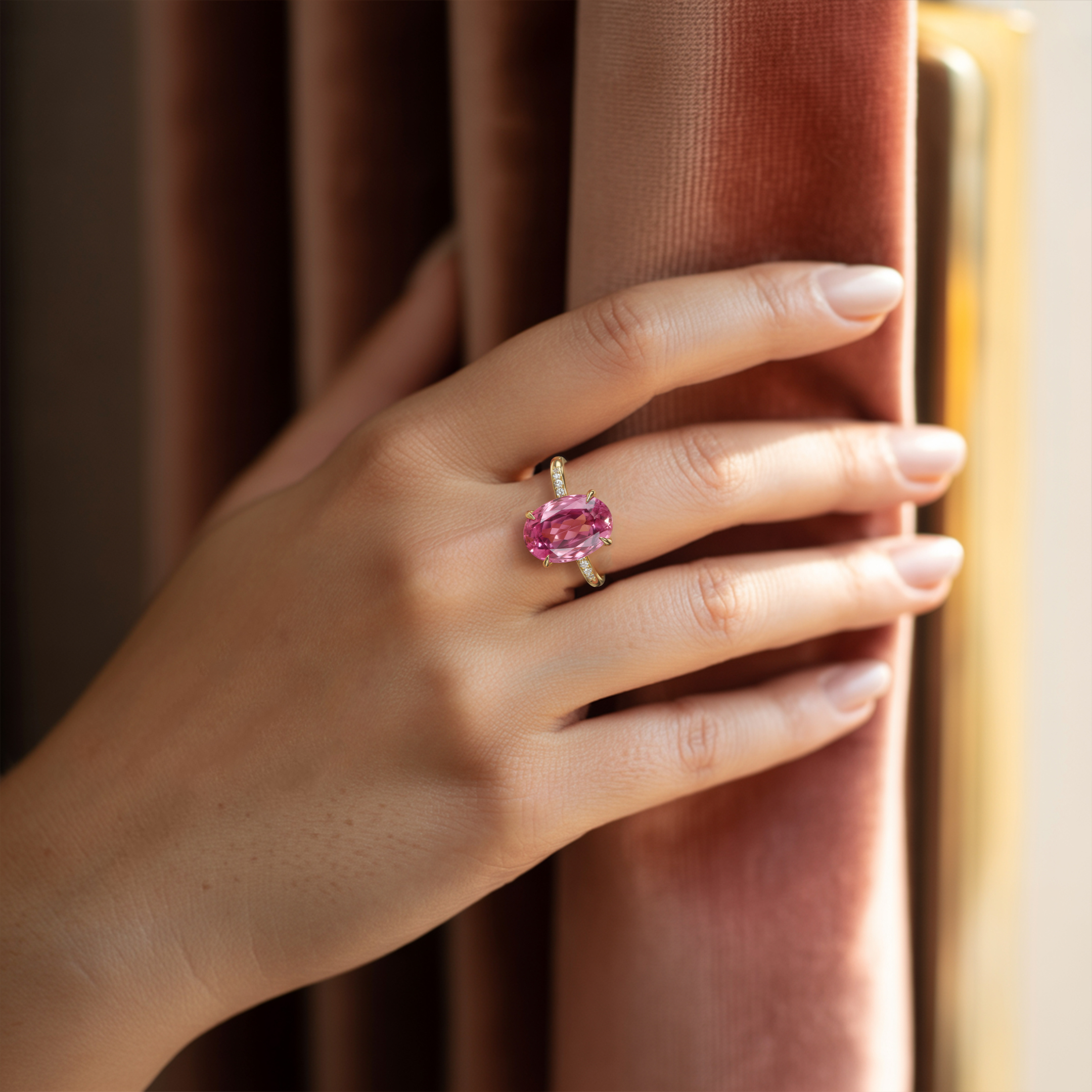 La bague Opaline - Moissanite Rose