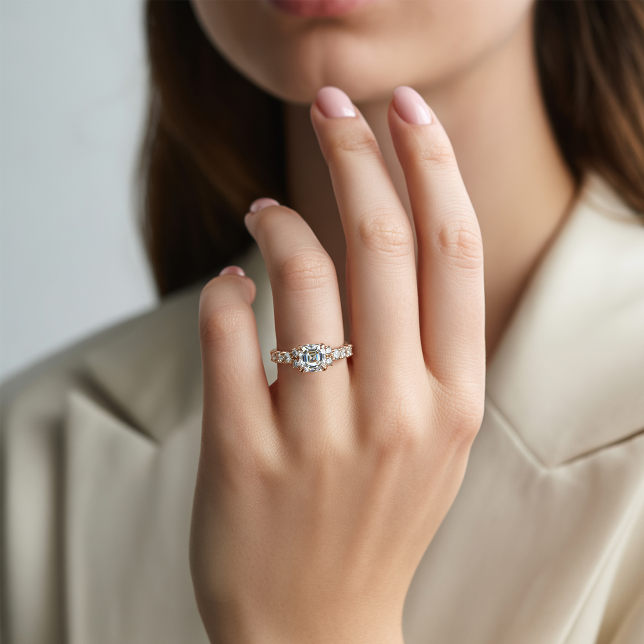 The Adelina Rae Asscher Cut Moissanite Ring