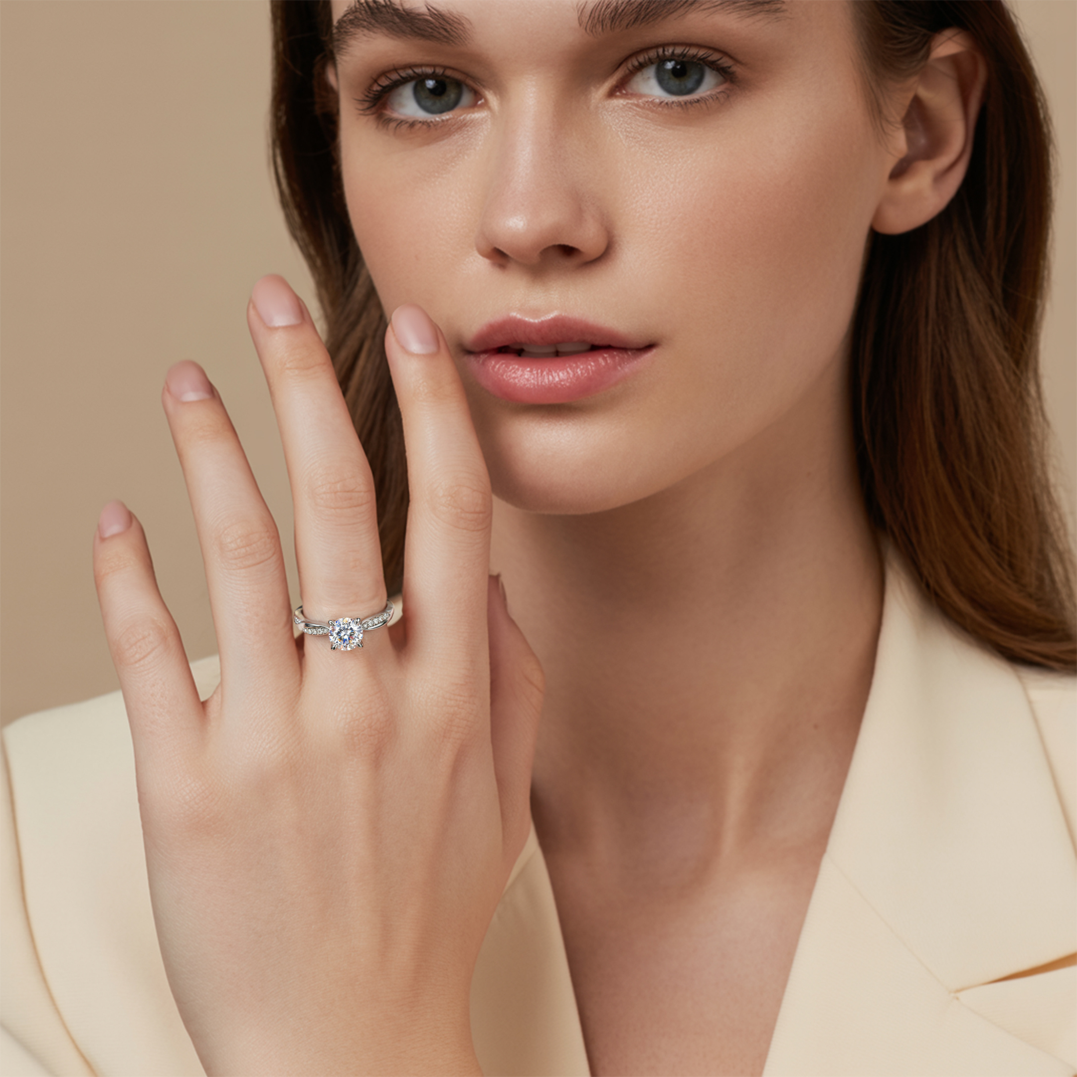 Twisted Band 2CT Round Cut Moissanite Ring