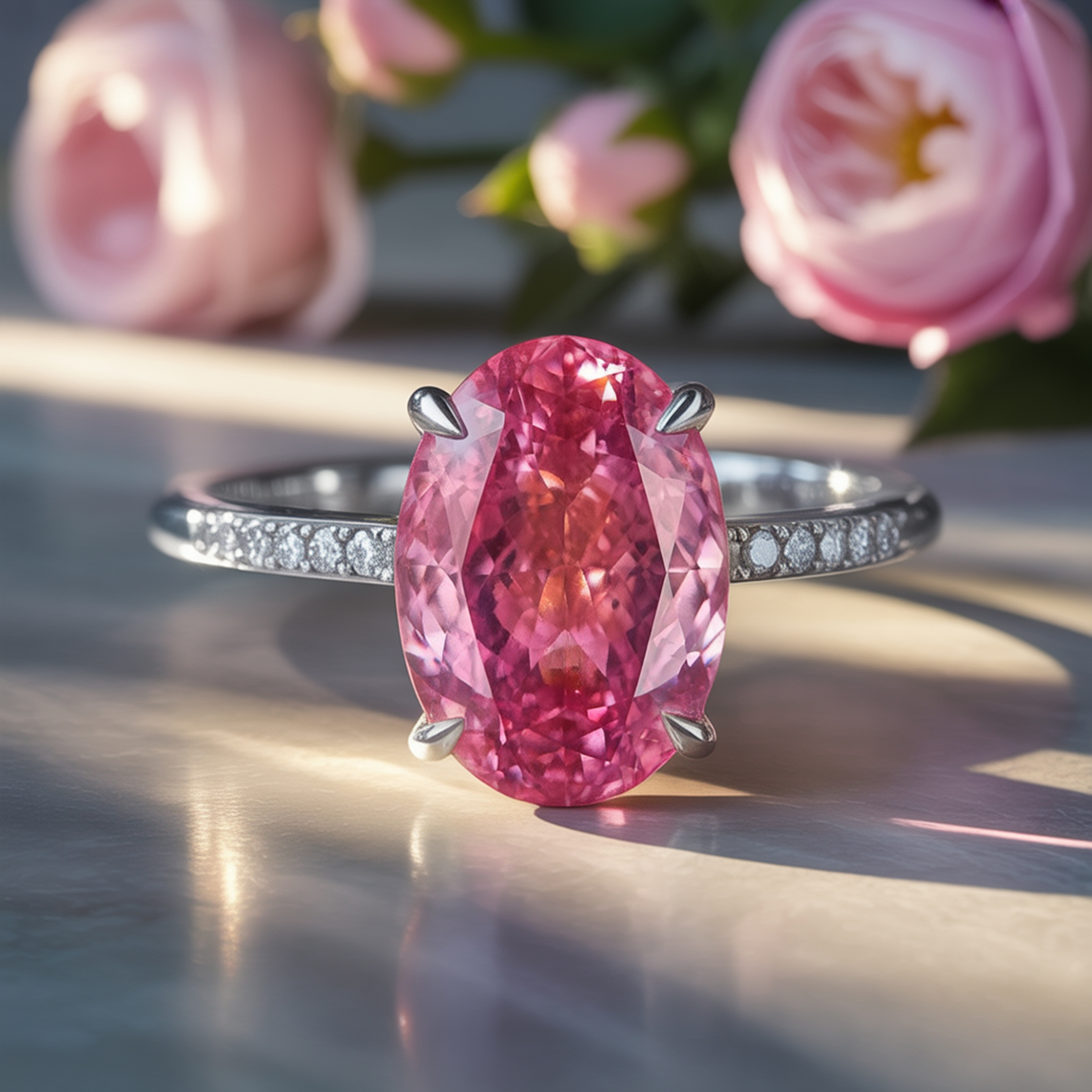 La bague Opaline - Moissanite Rose