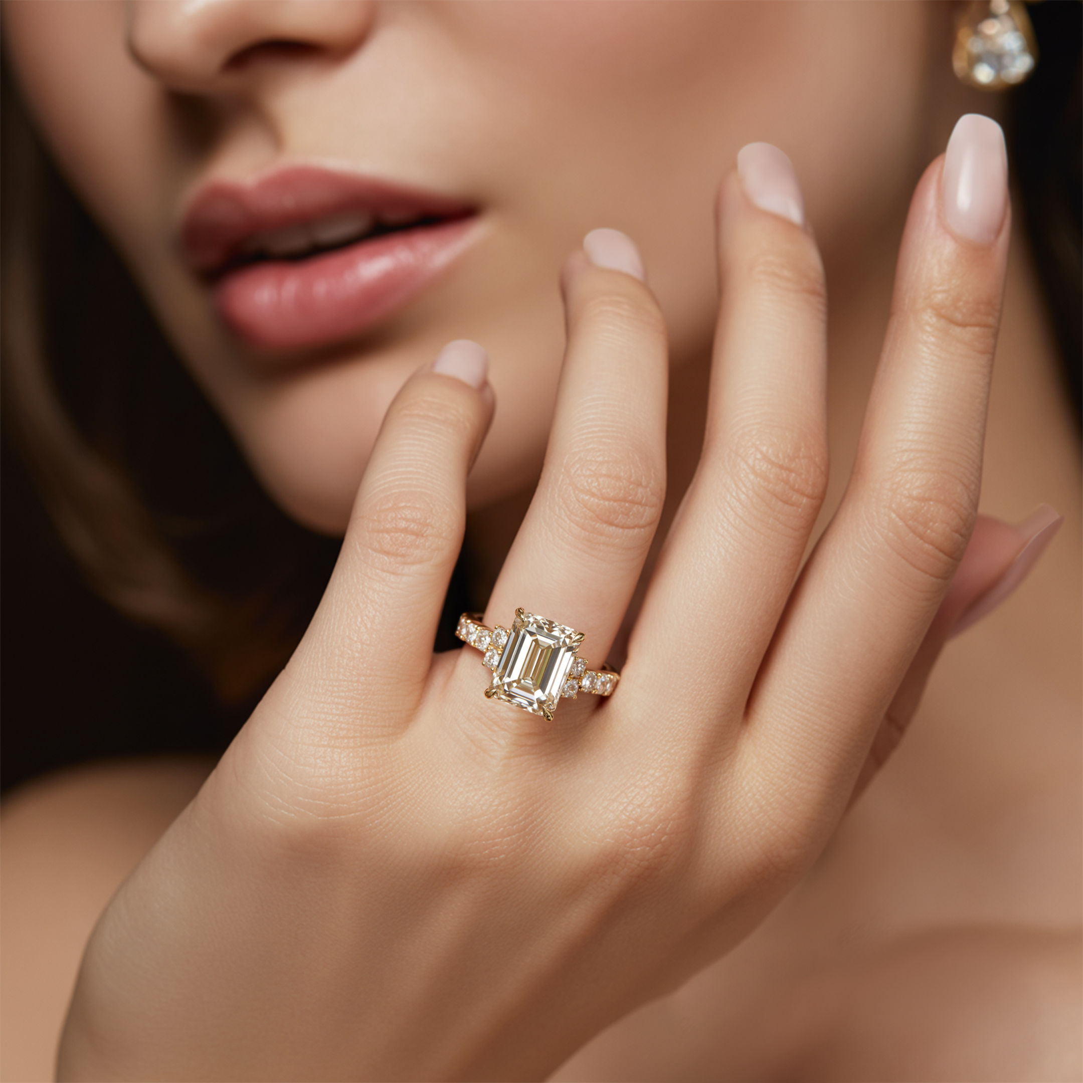 The Adelina Rae 4CT Emerald Cut Moissanite Ring