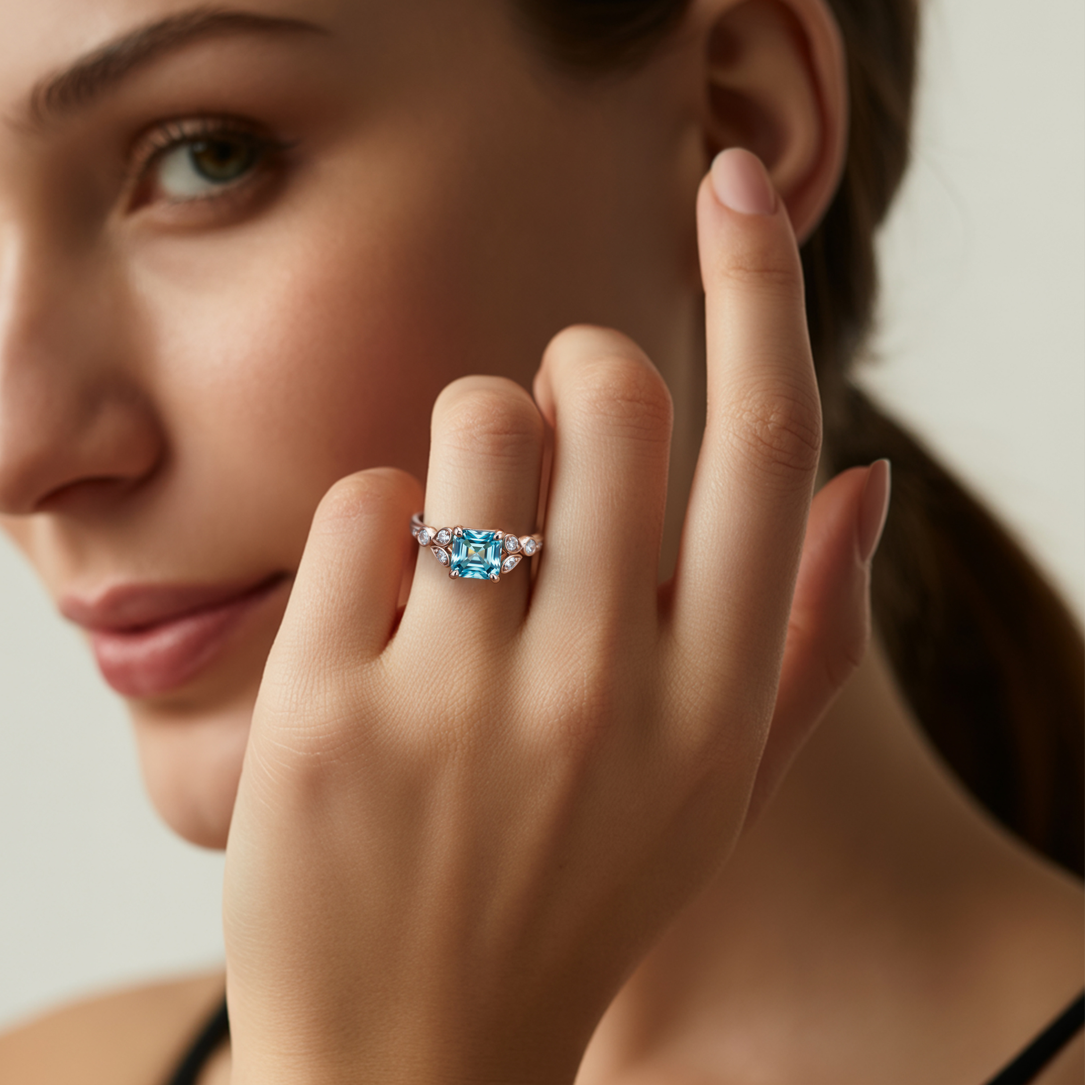 The Katalina Asscher Cut Moissanite Ring