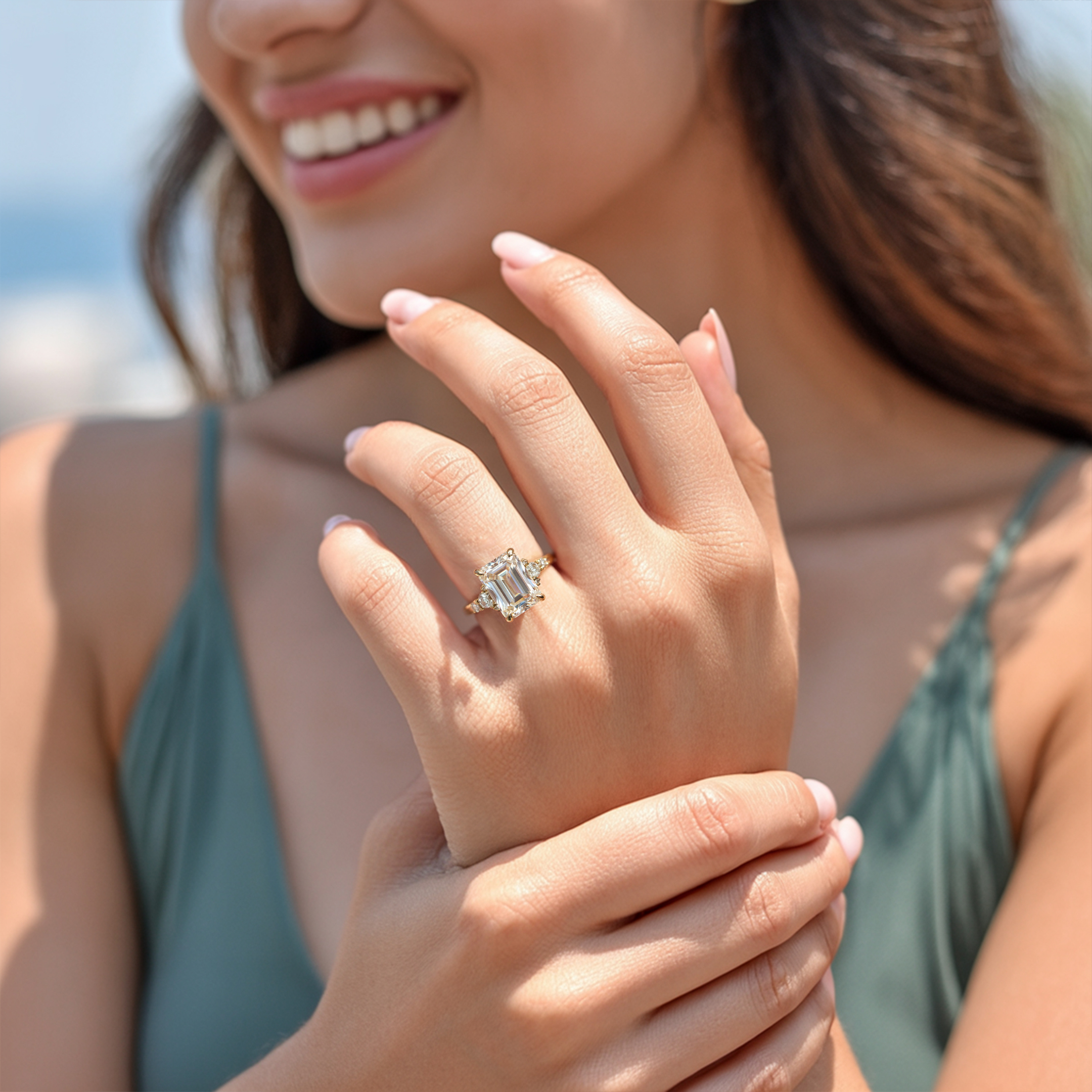 The Bella Jewel 4CT Emerald Cut Moissanite Ring