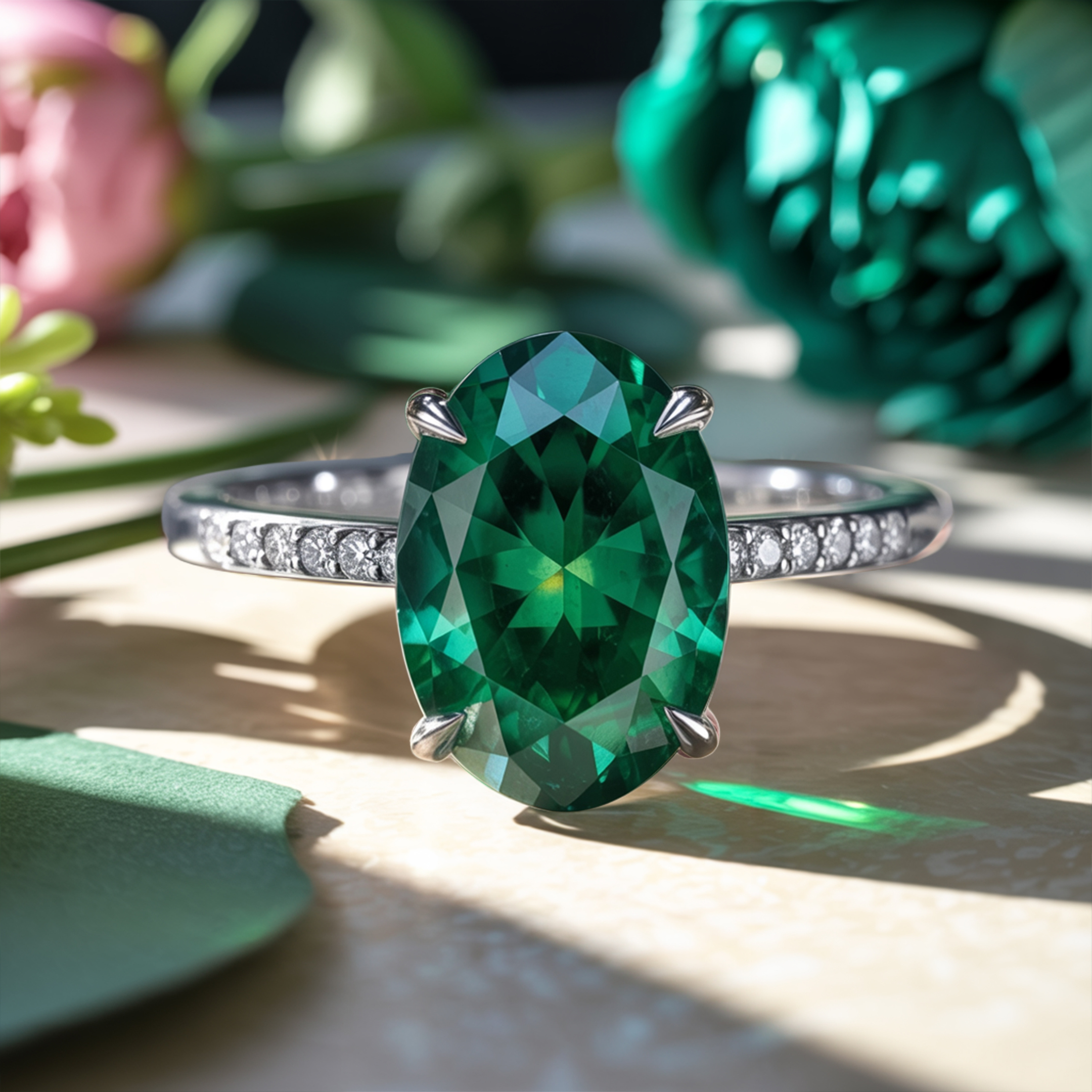 La bague Opaline - Moissanite verte