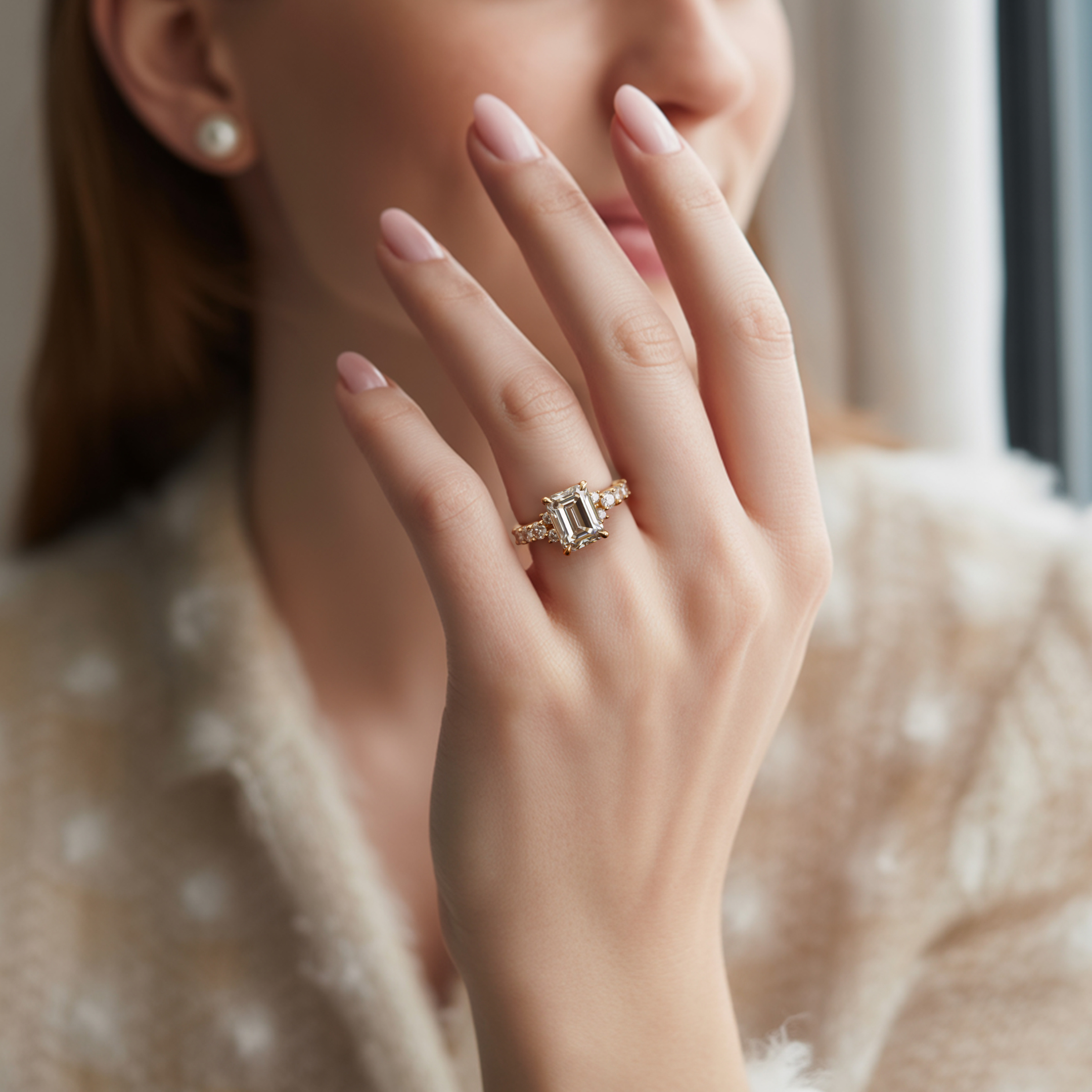 The Adelina Rae 3CT Emerald Cut Moissanite Ring