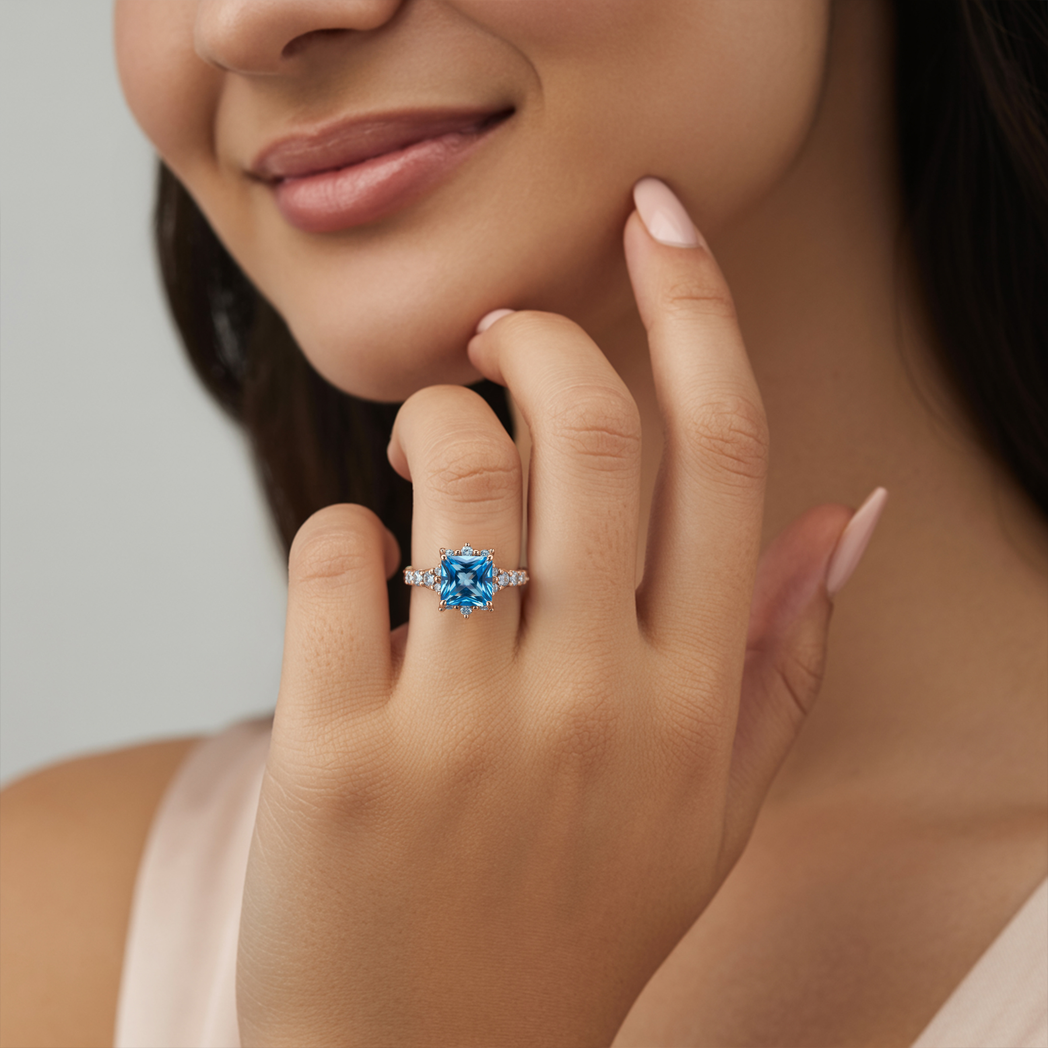 The Caterina 3CT Princess Cut Moissanite Ring