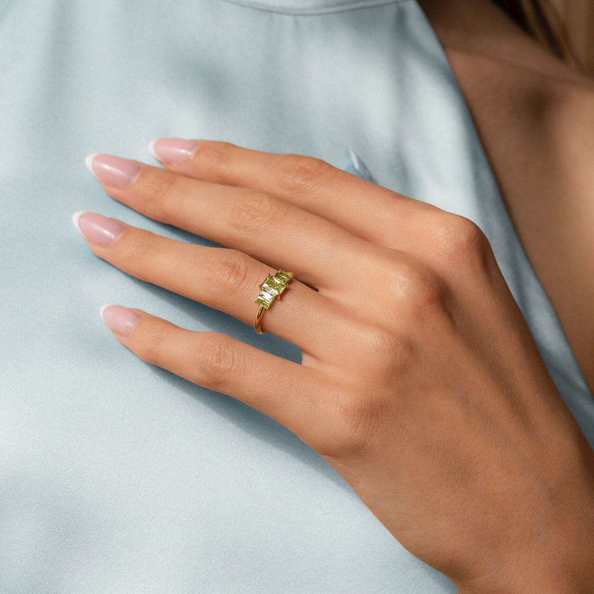 Bague personnalisée avec pierre de naissance taille émeraude - Acier inoxydable