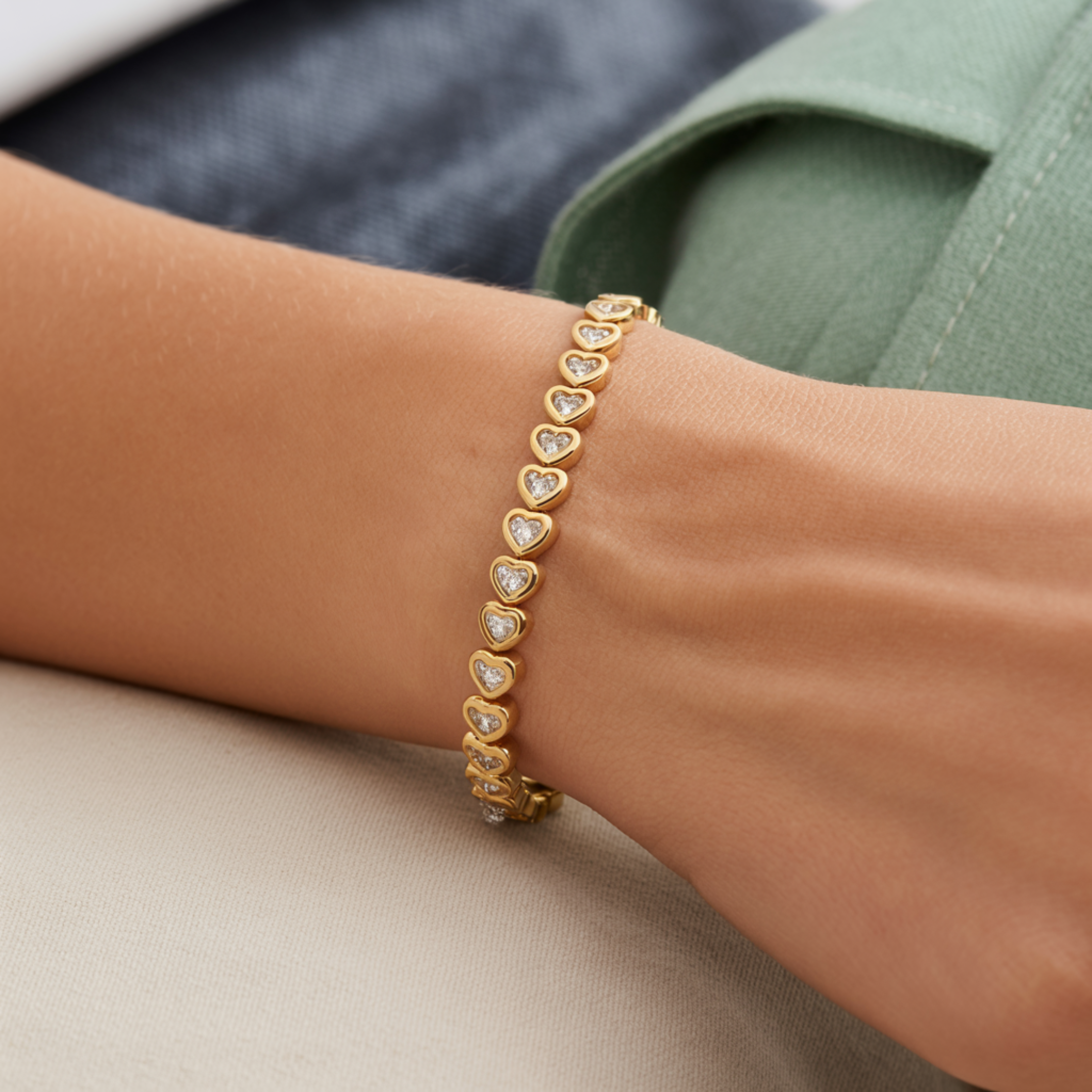 Bracelet de tennis cœur en or