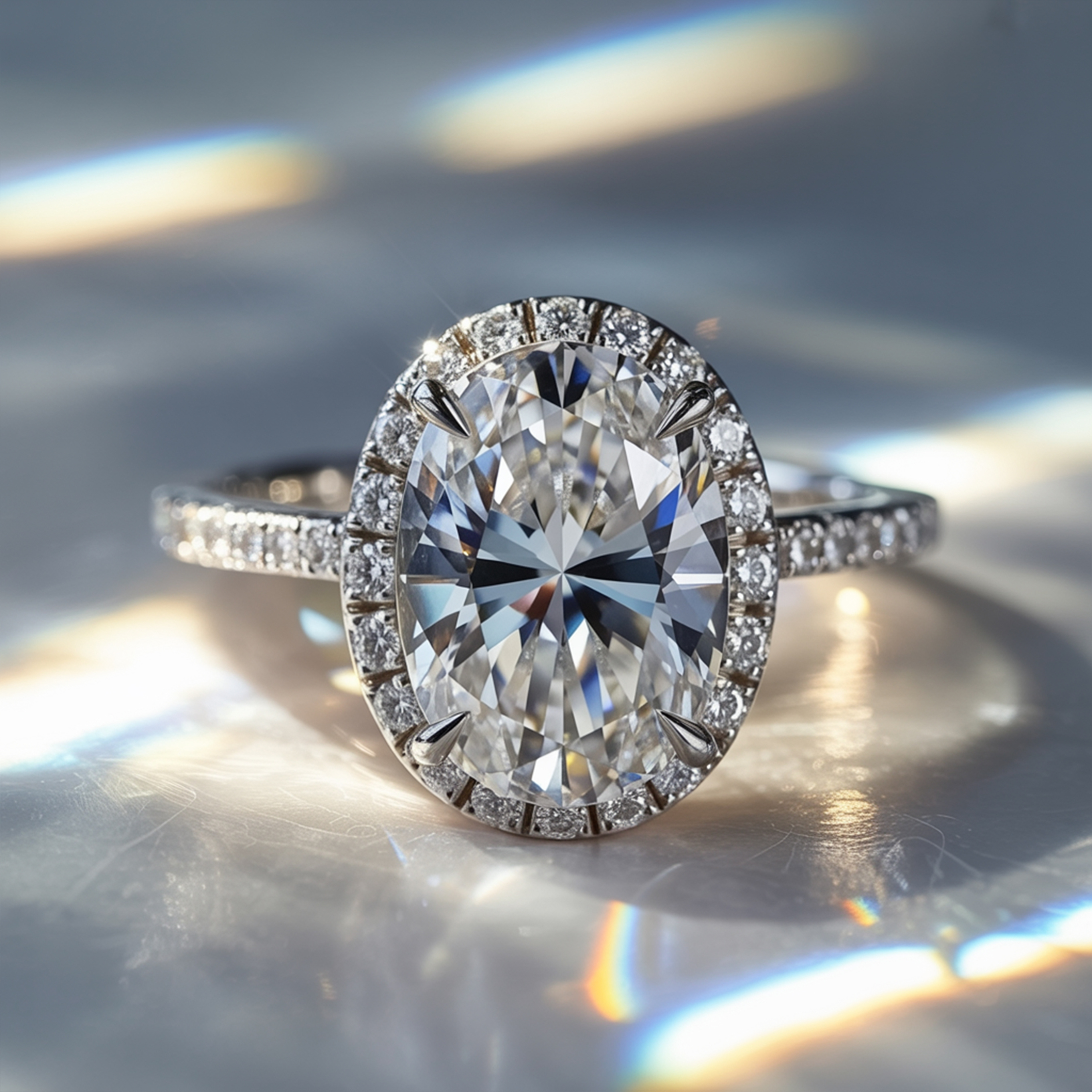 La Opaline - Bague Halo Moissanite