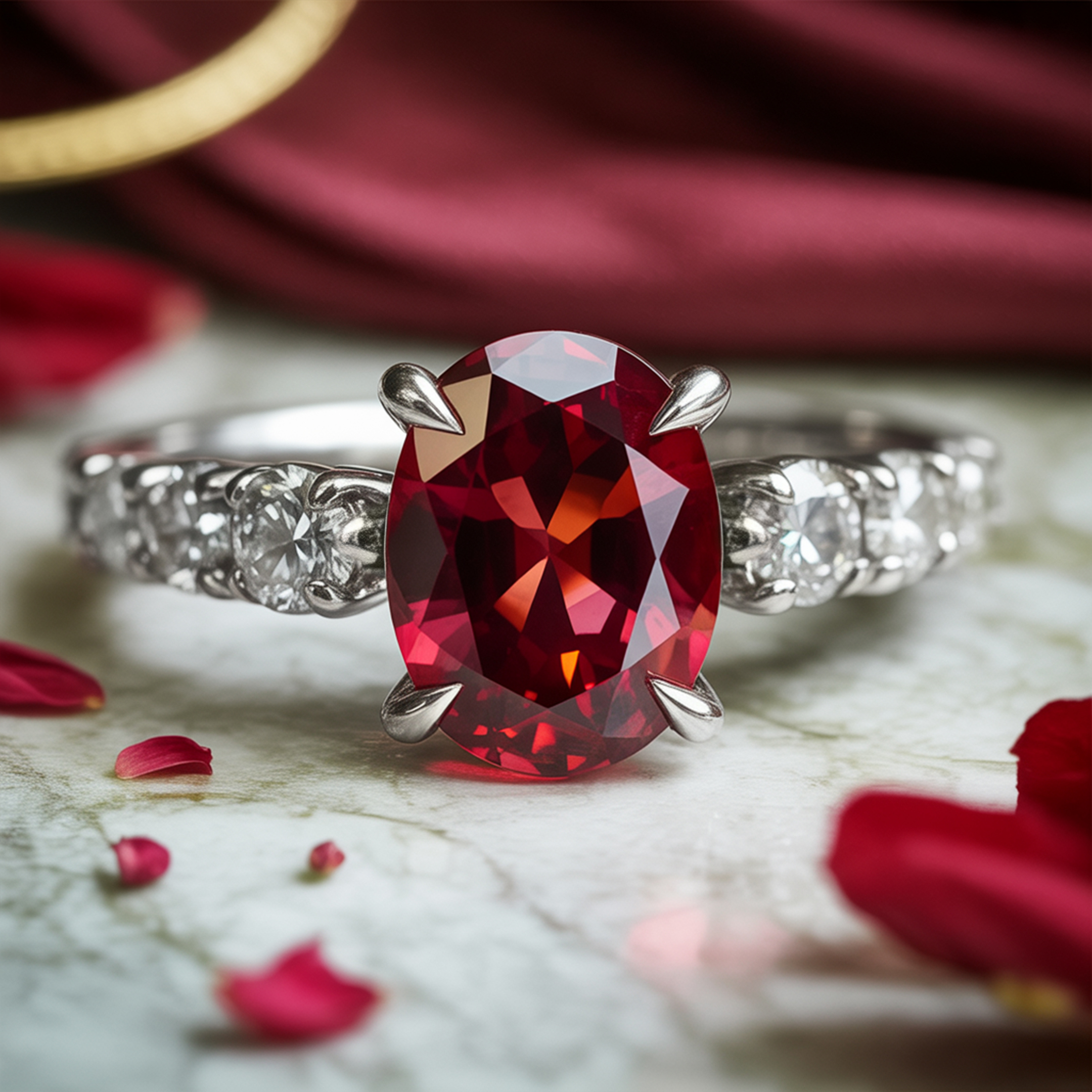 The Celestine - Red Moissanite Ring