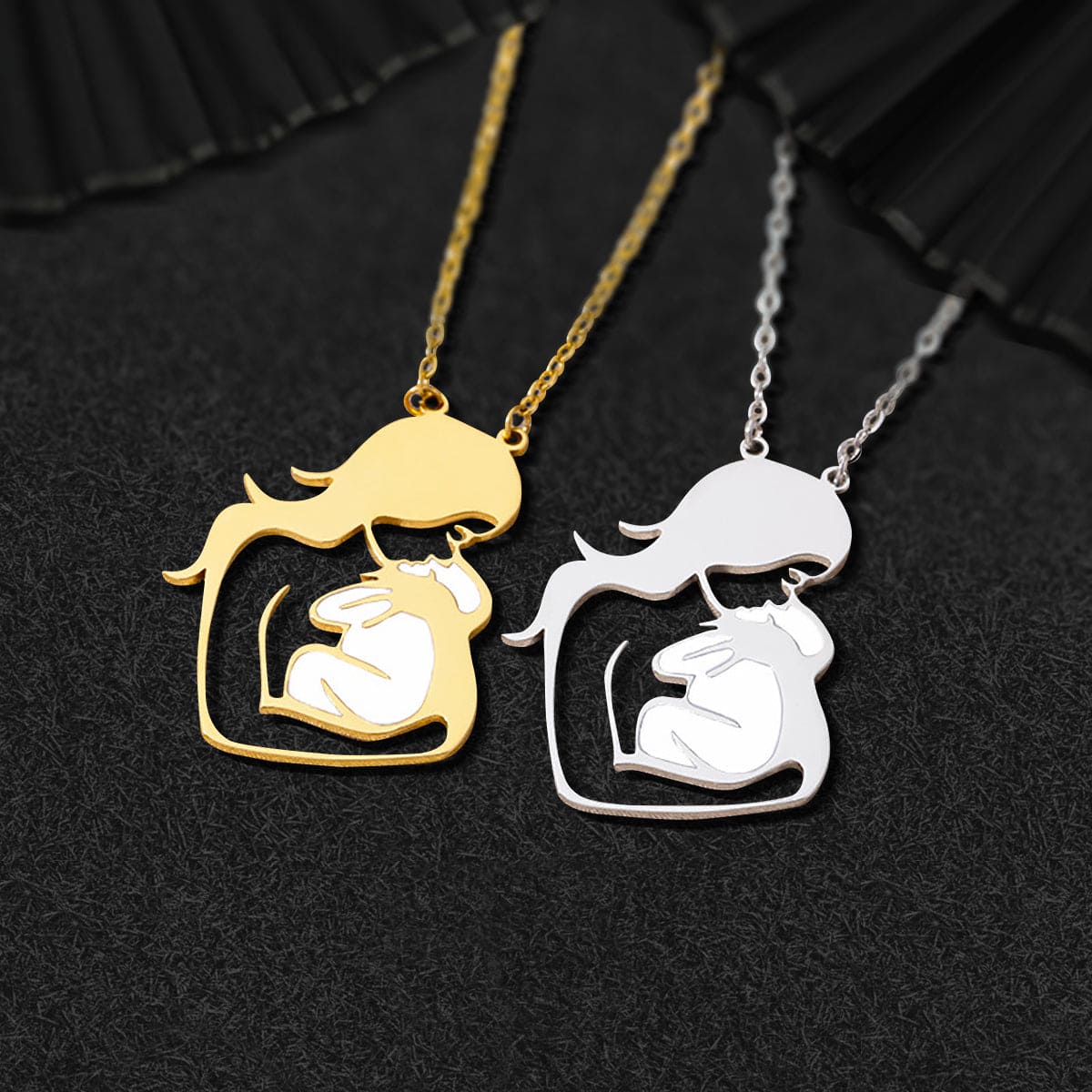 Collier Pendentif Coeur Amour Maternel - Acier Inoxydable