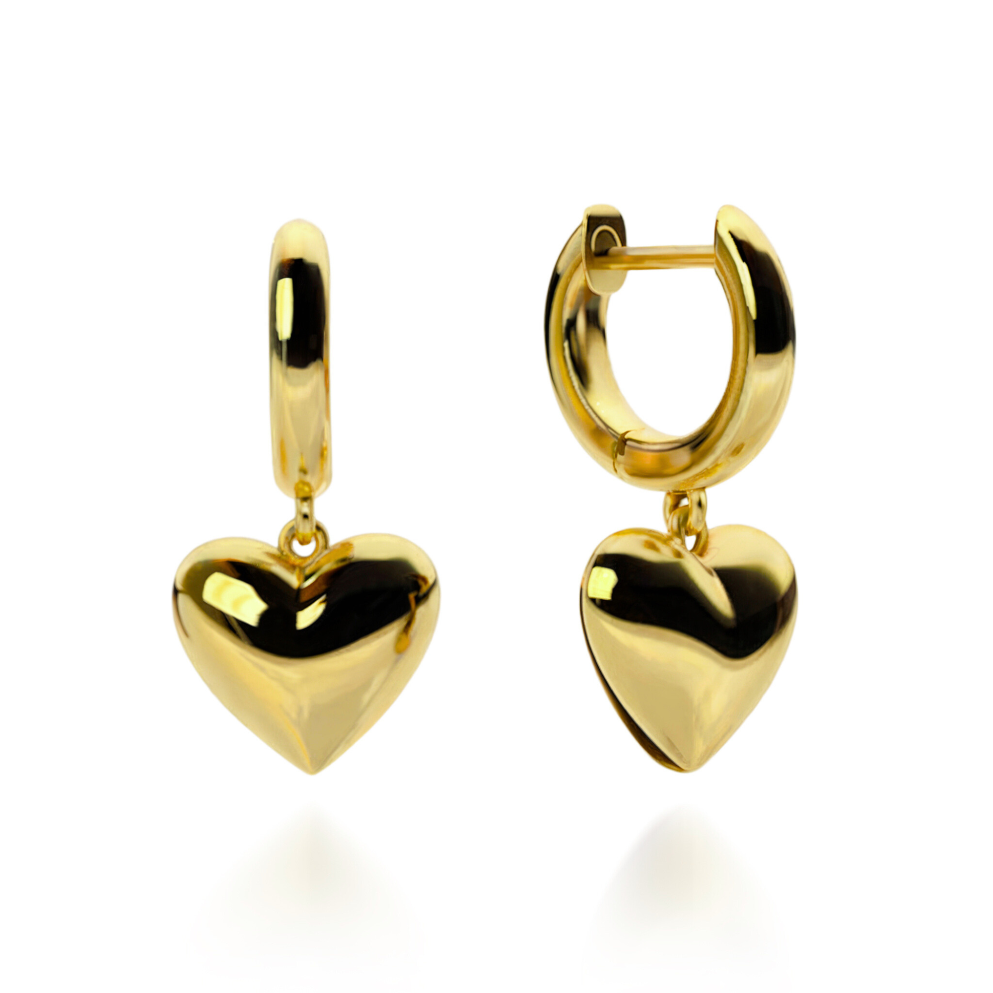 Boucles d'oreilles créoles cœur doré épais