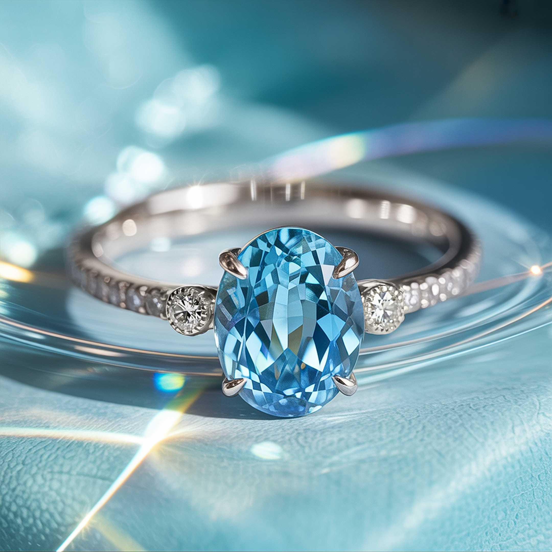 La Luna - Bague Moissanite Bleue