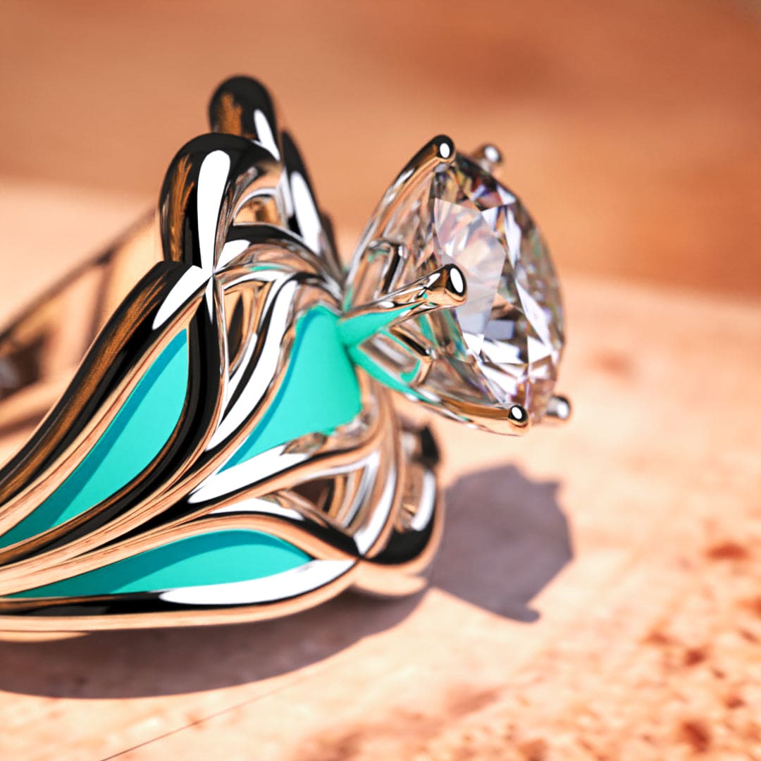 L'Étoile Océane : Bague Diamant Éthique - Argent Sterling S925