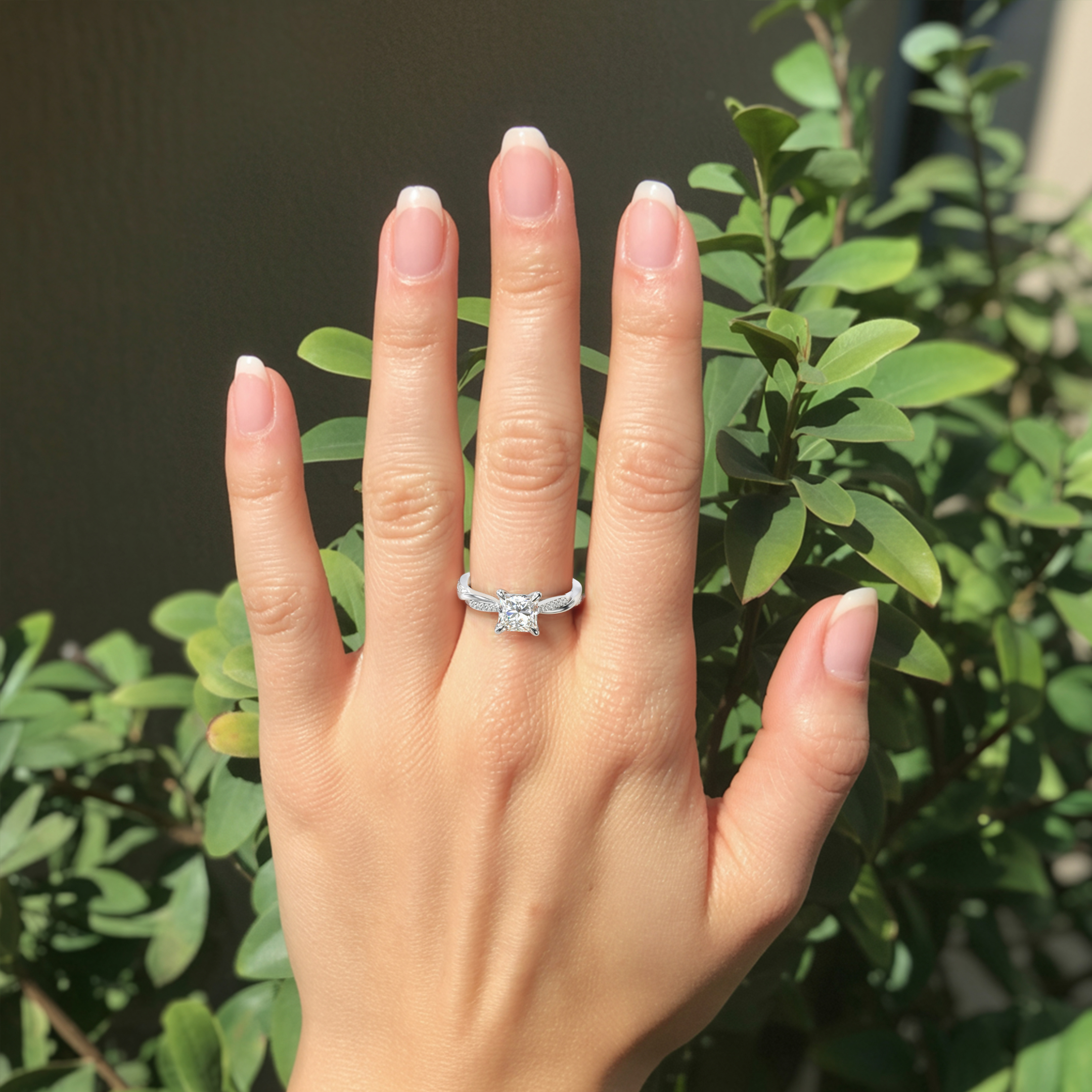 Twisted Band 1CT Princess Cut Moissanite Ring