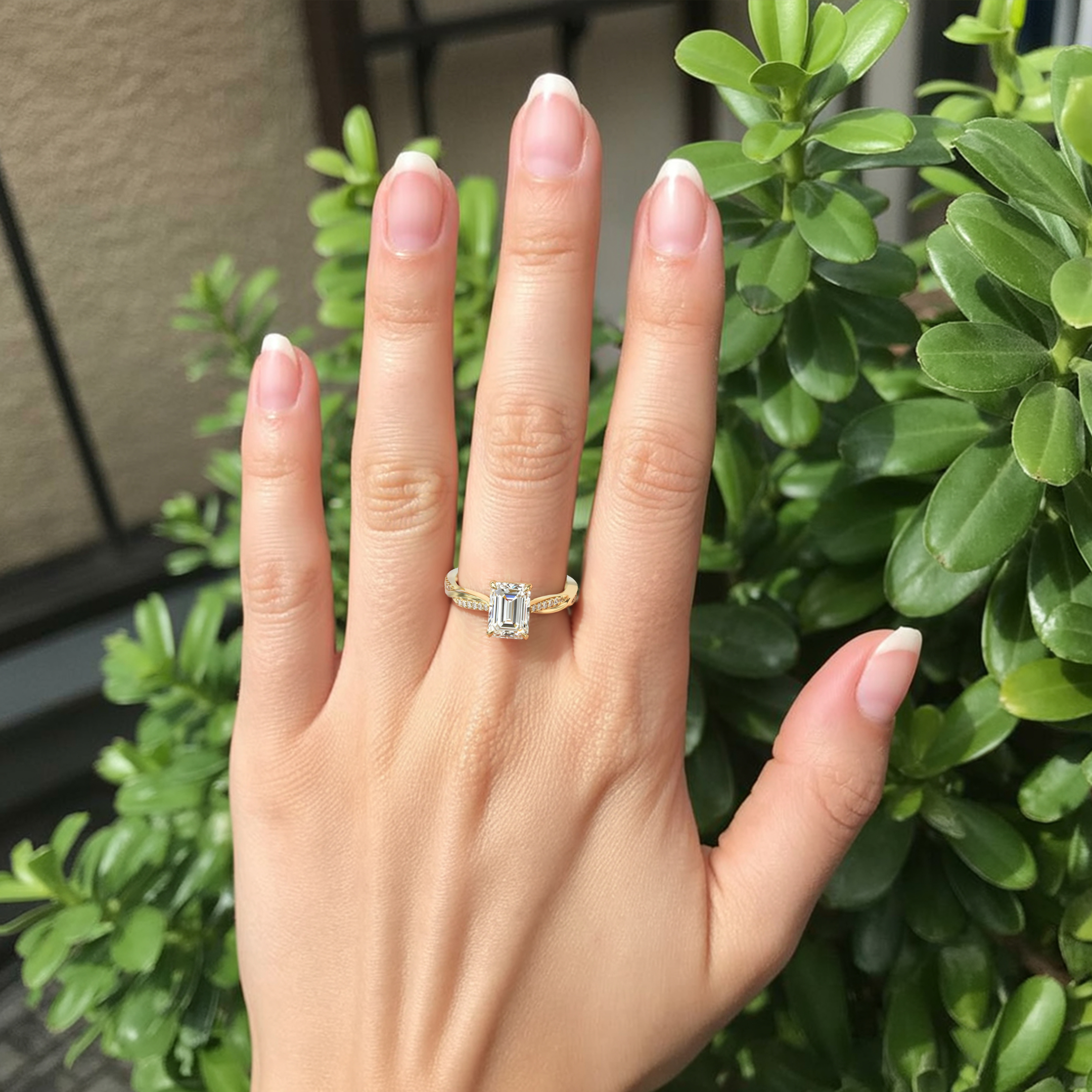 Twisted Band 1CT Emerald Cut Moissanite Ring