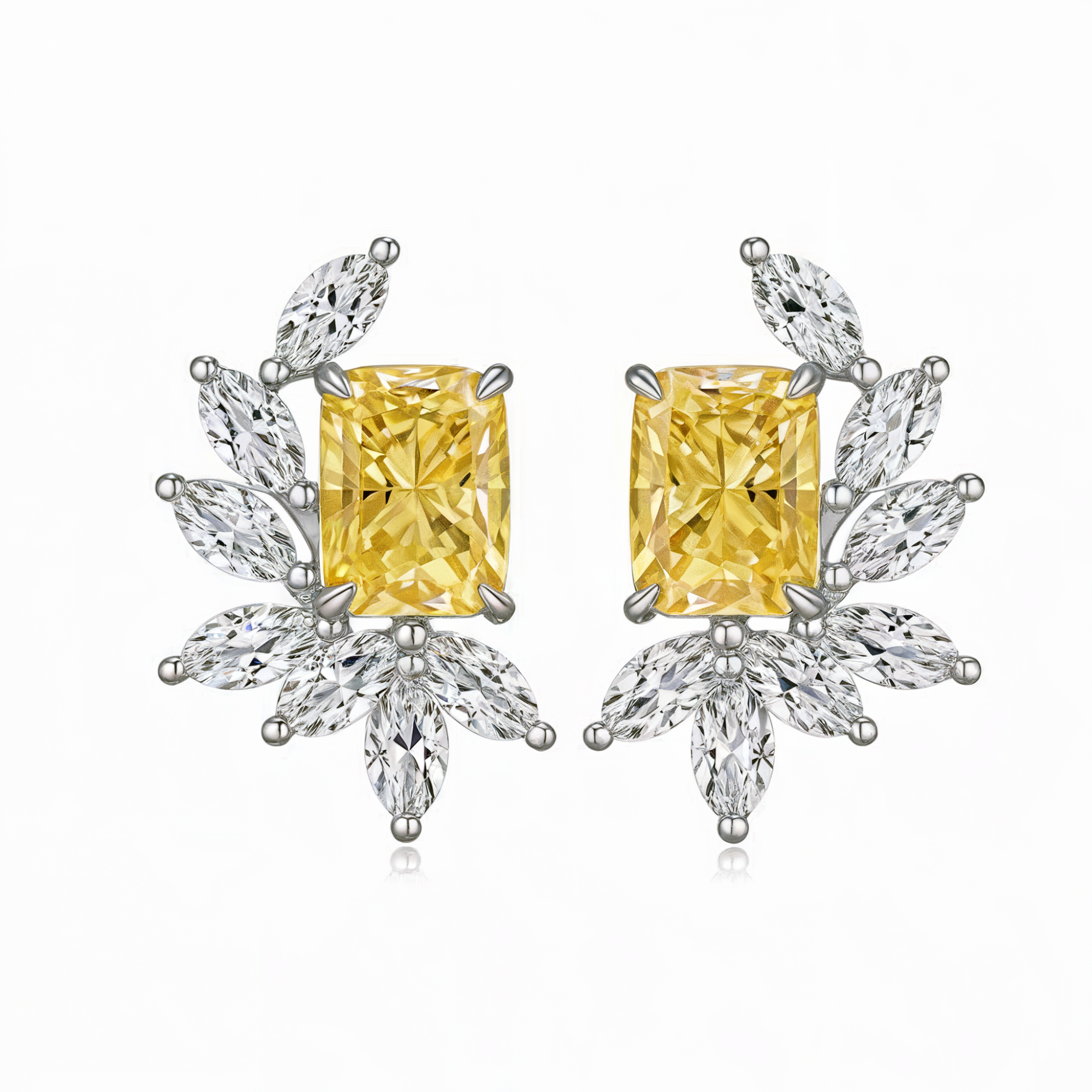 Boucles d'oreilles losange floral bleu