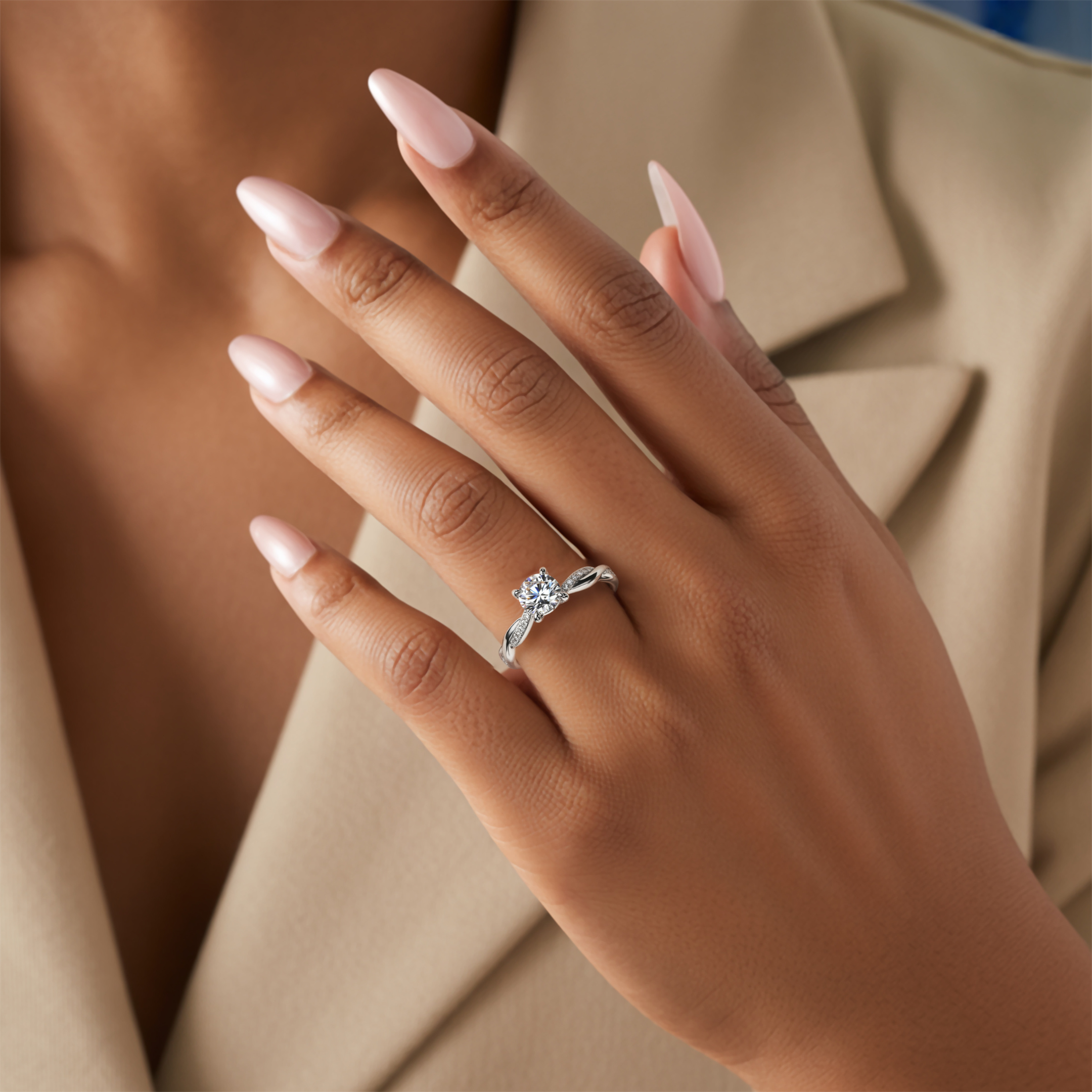 Twisted Pavé 1CT Moissanite Ring