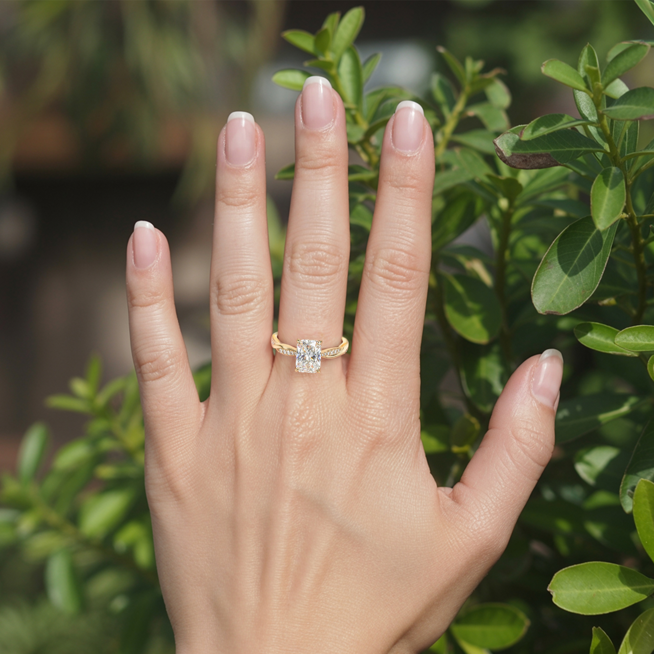 Twisted Band 1CT Cushion Cut Moissanite Ring