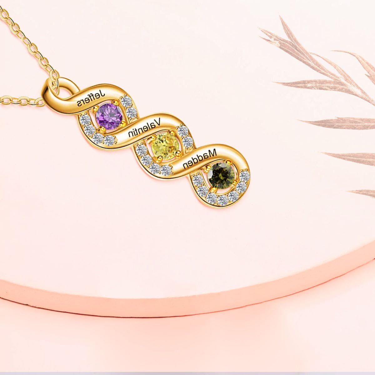 Collier Infini Familial Personnalisé Pierres de Naissance - Argent Sterling S925