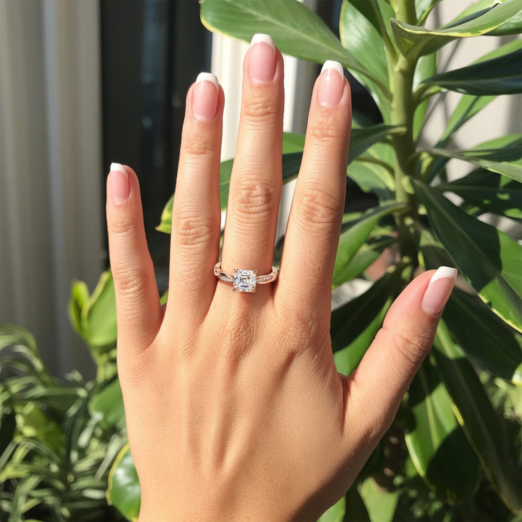 Twisted Band 1CT — Asscher Cut Moissanite Ring