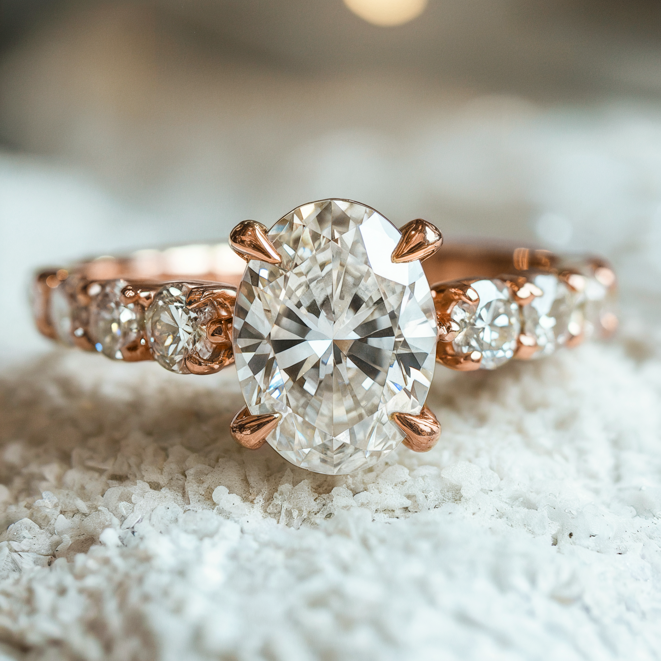 The Celestine - 18K Solid Rose Gold Moissanite Ring