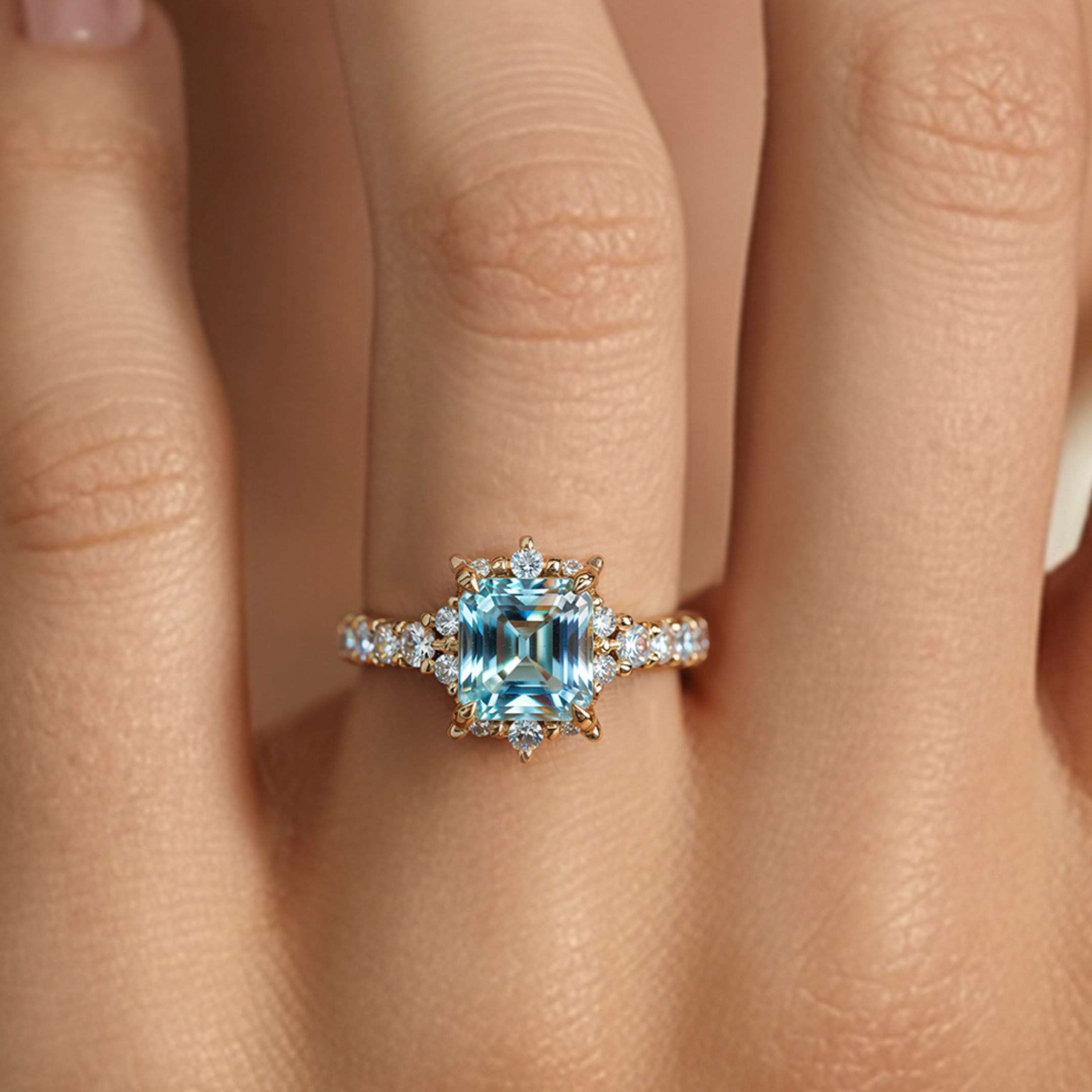 The Caterina Asscher Cut Moissanite Ring