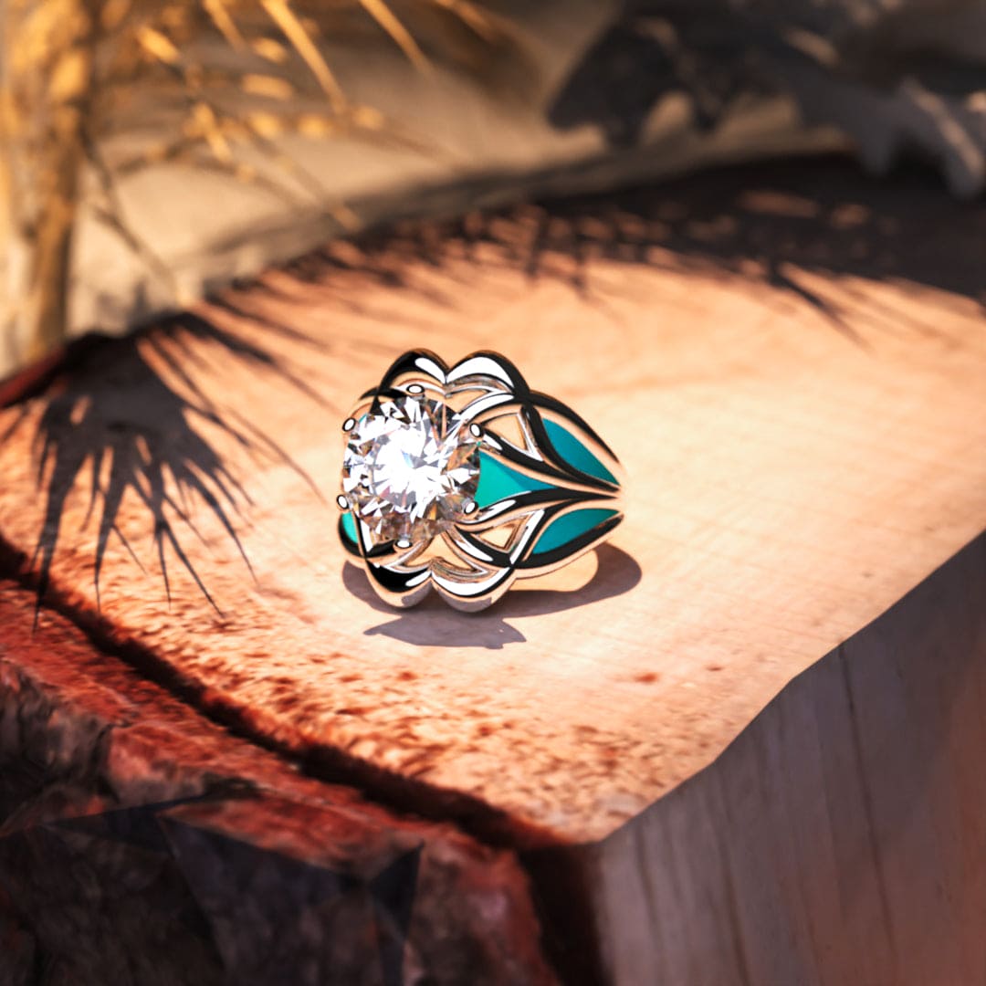 L'Étoile Océane : Bague Diamant Éthique - Argent Sterling S925