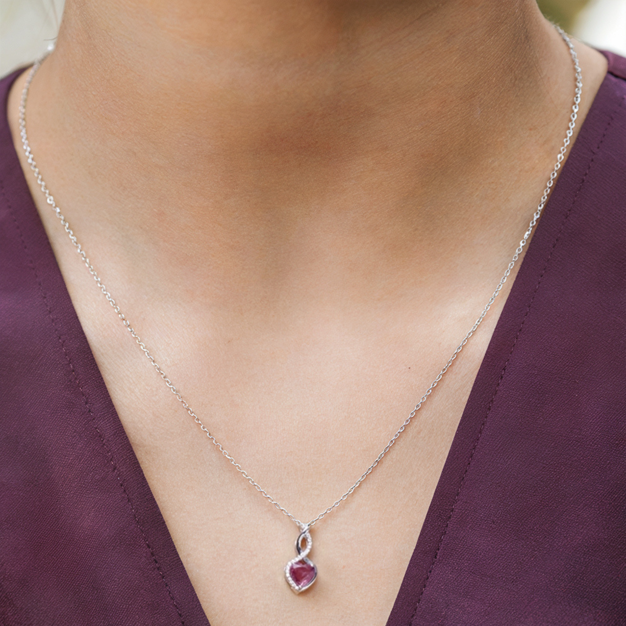 Collier Infini Cœur Rose