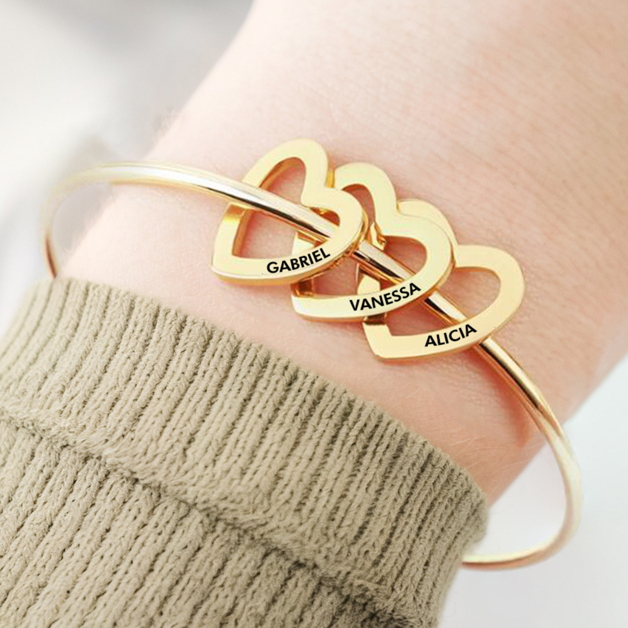 Bracelet de breloques cœur d'amour personnalisable