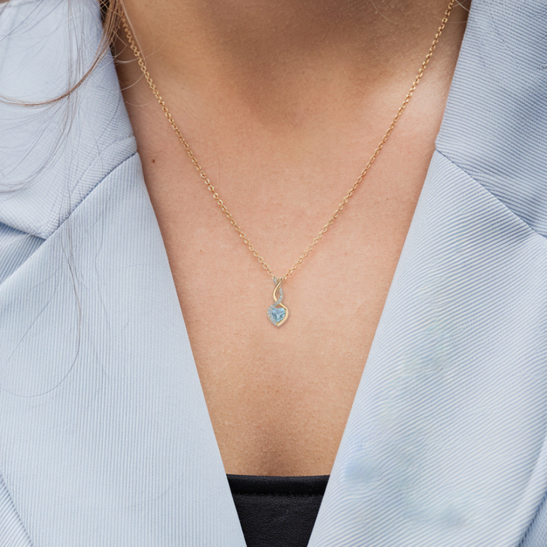 Collier Cœur Infini Aigue-Marine