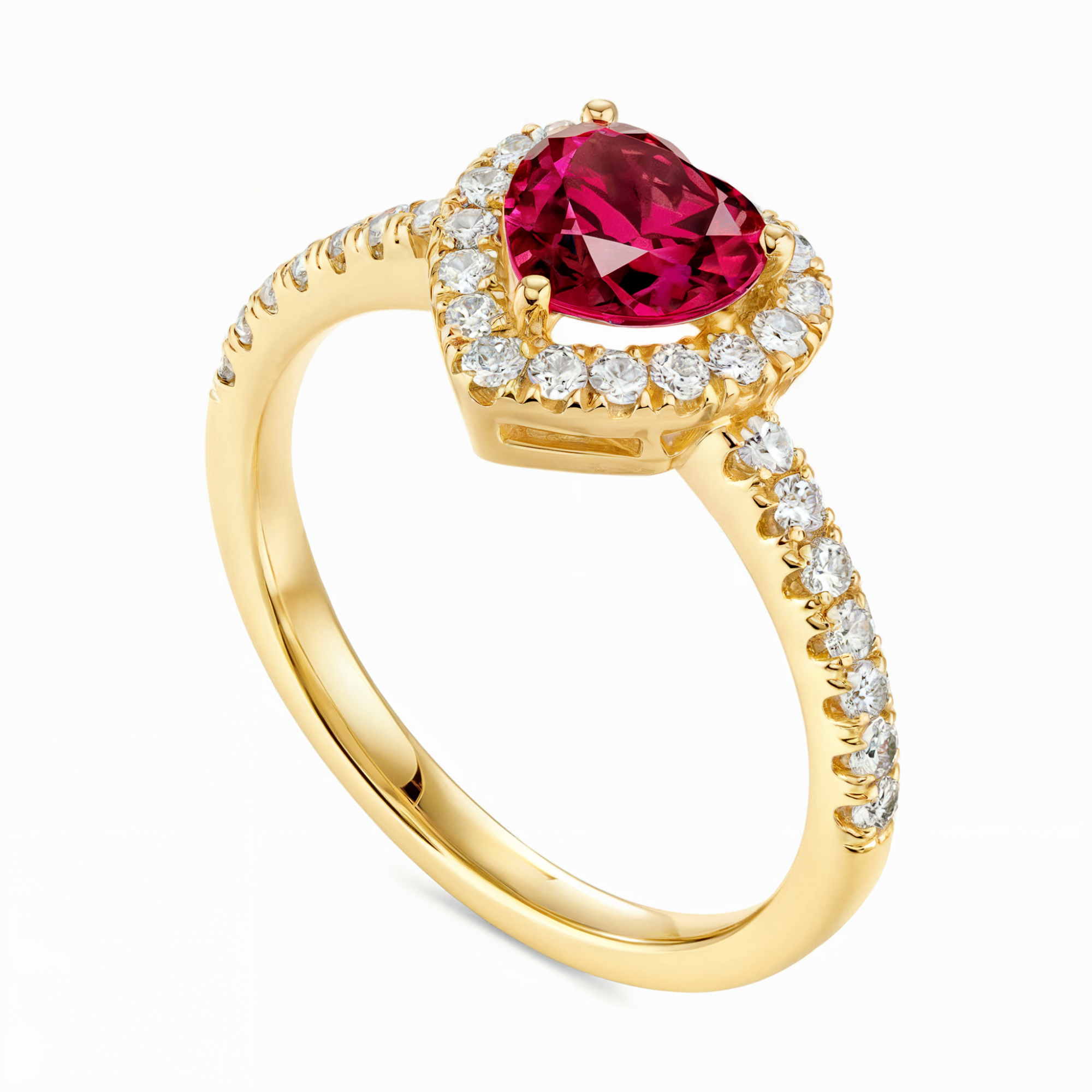 Bague de fiançailles cœur halo or