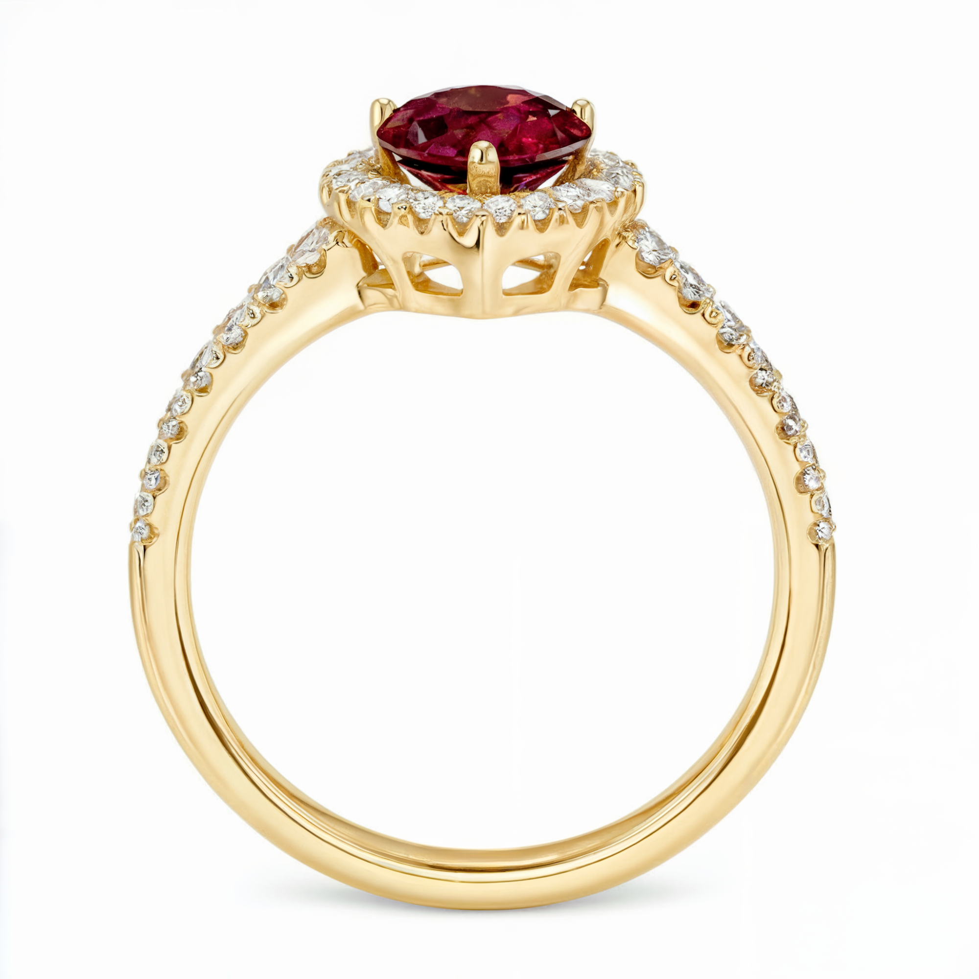 Bague de fiançailles cœur halo or