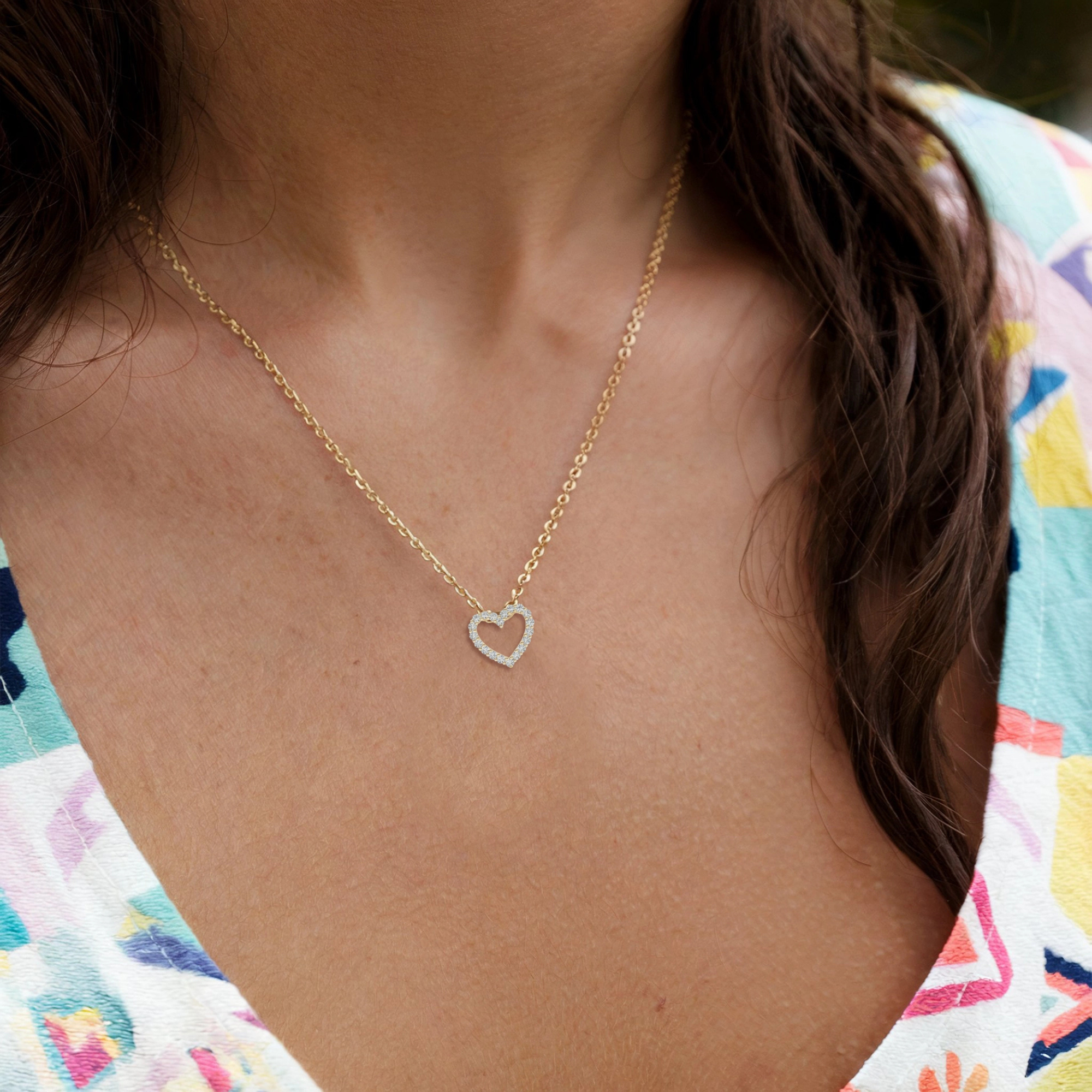 Collier avec Pendentif Diamant Coeur
