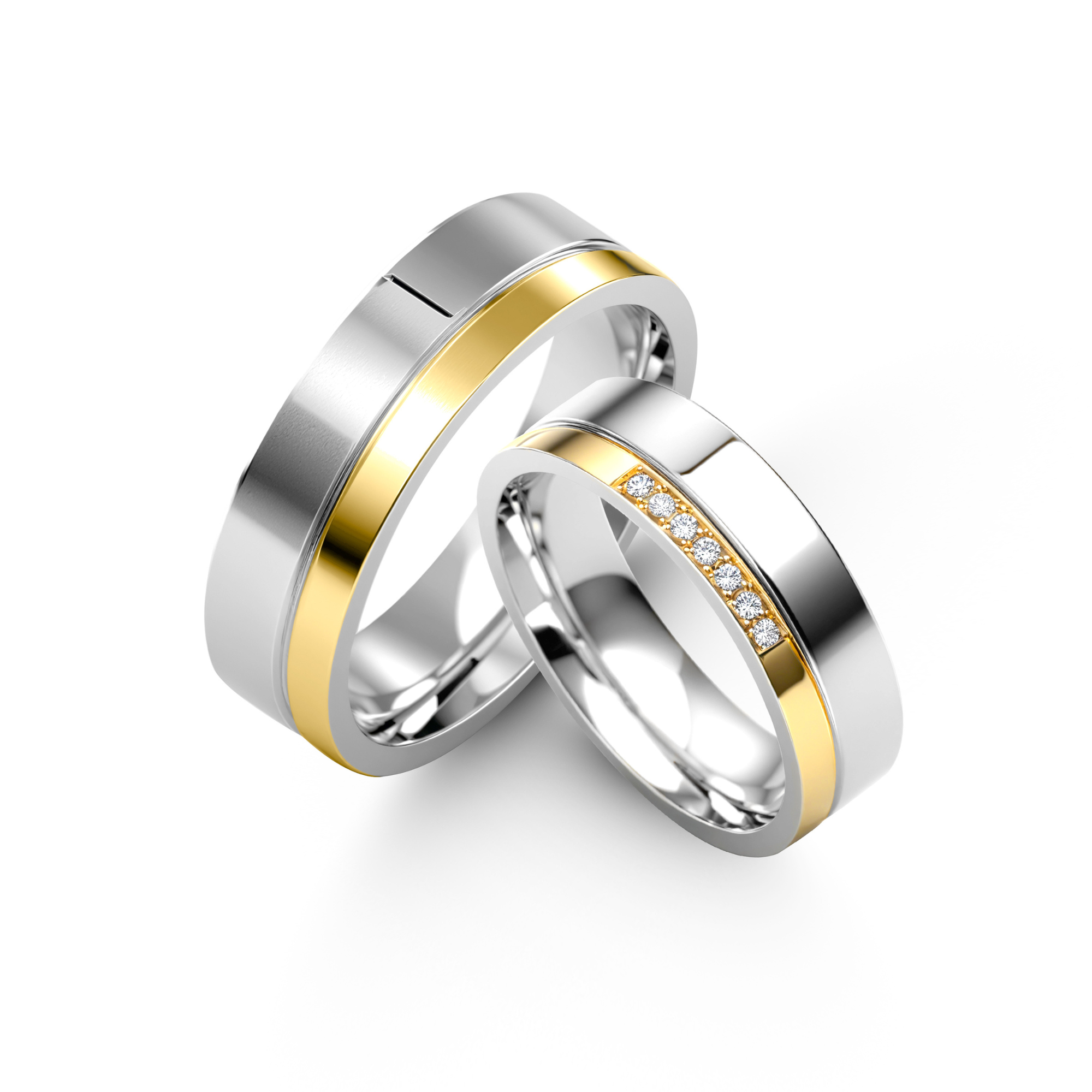 Herrenring mit Kanalfassung und Diamanten