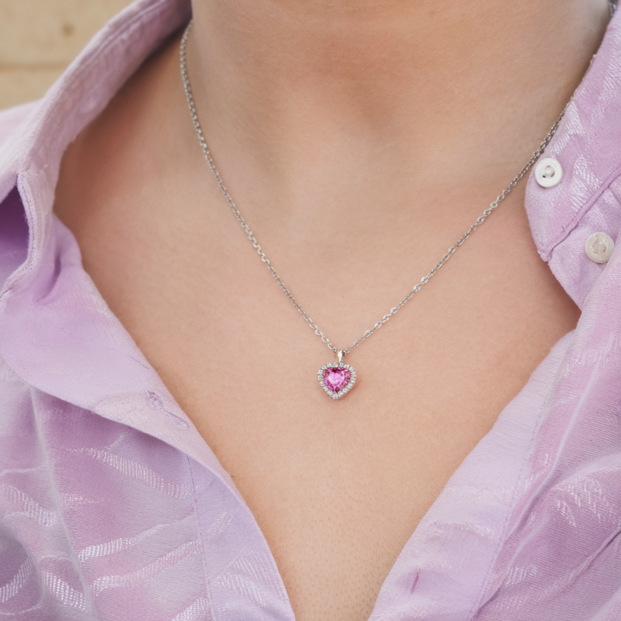Collier Secret Halo en Forme de Cœur