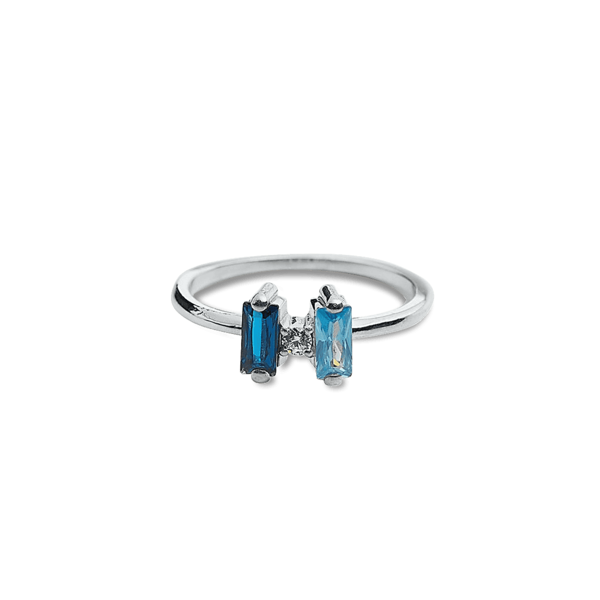 Bague personnalisée familiale baguette avec pierres de naissance - Argent Sterling S925