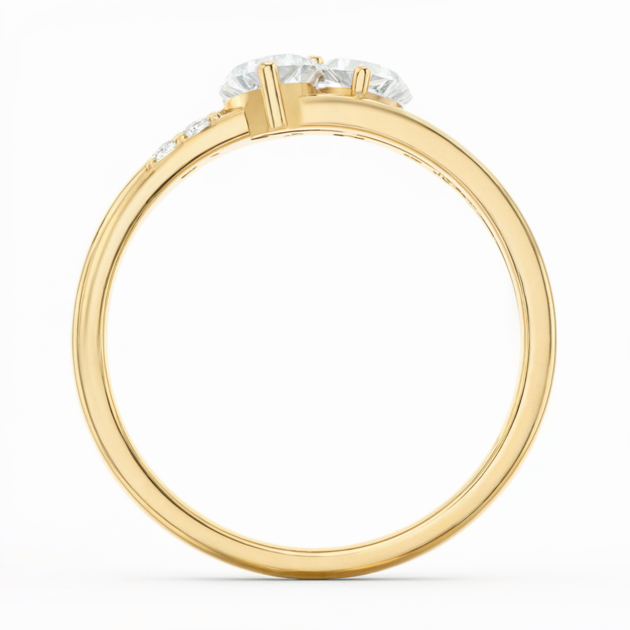 Bague de promesse double cœur en or gravé