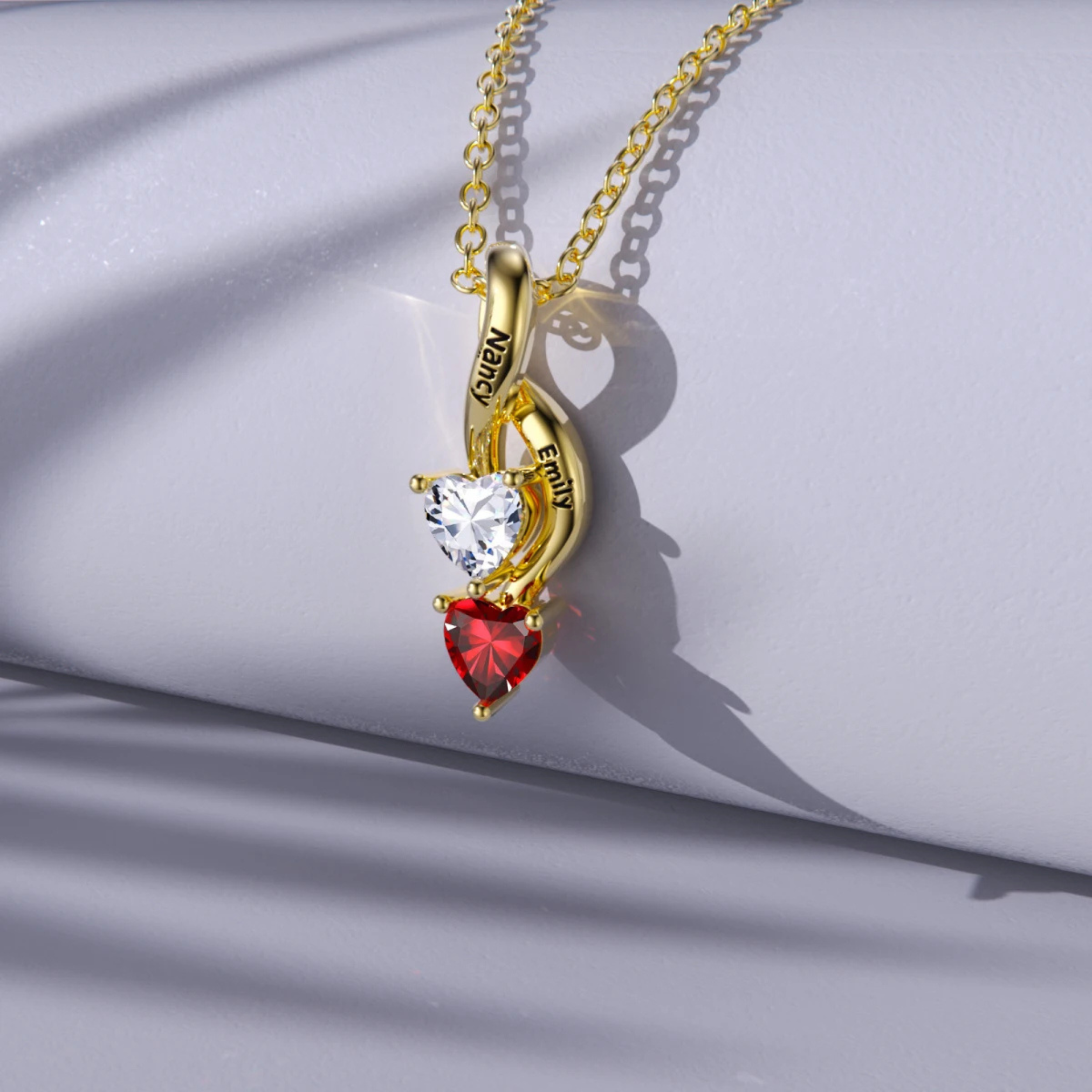 Collier infini avec pierre de naissance en cœur
