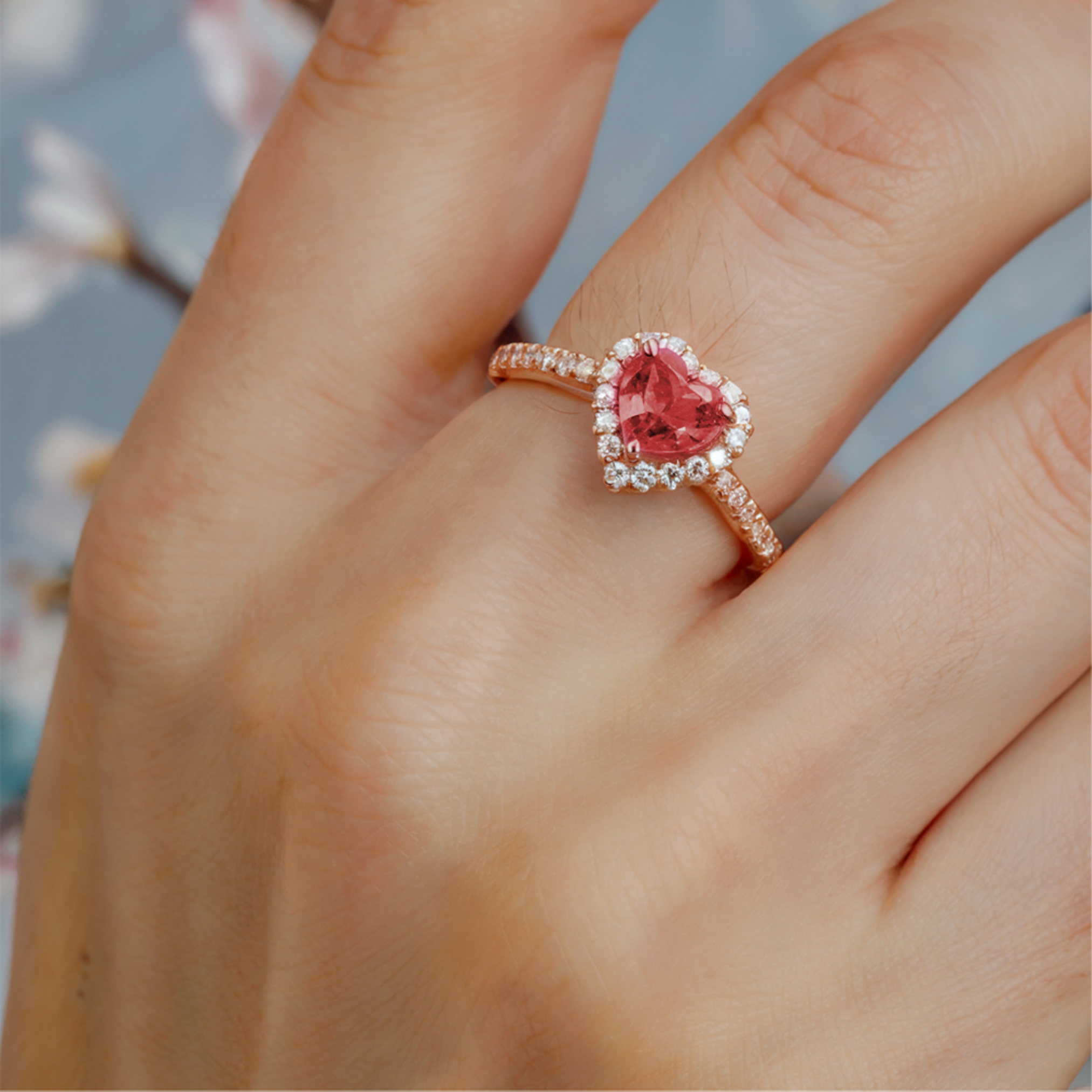 Bague de fiançailles cœur Halo 2CT Vintage