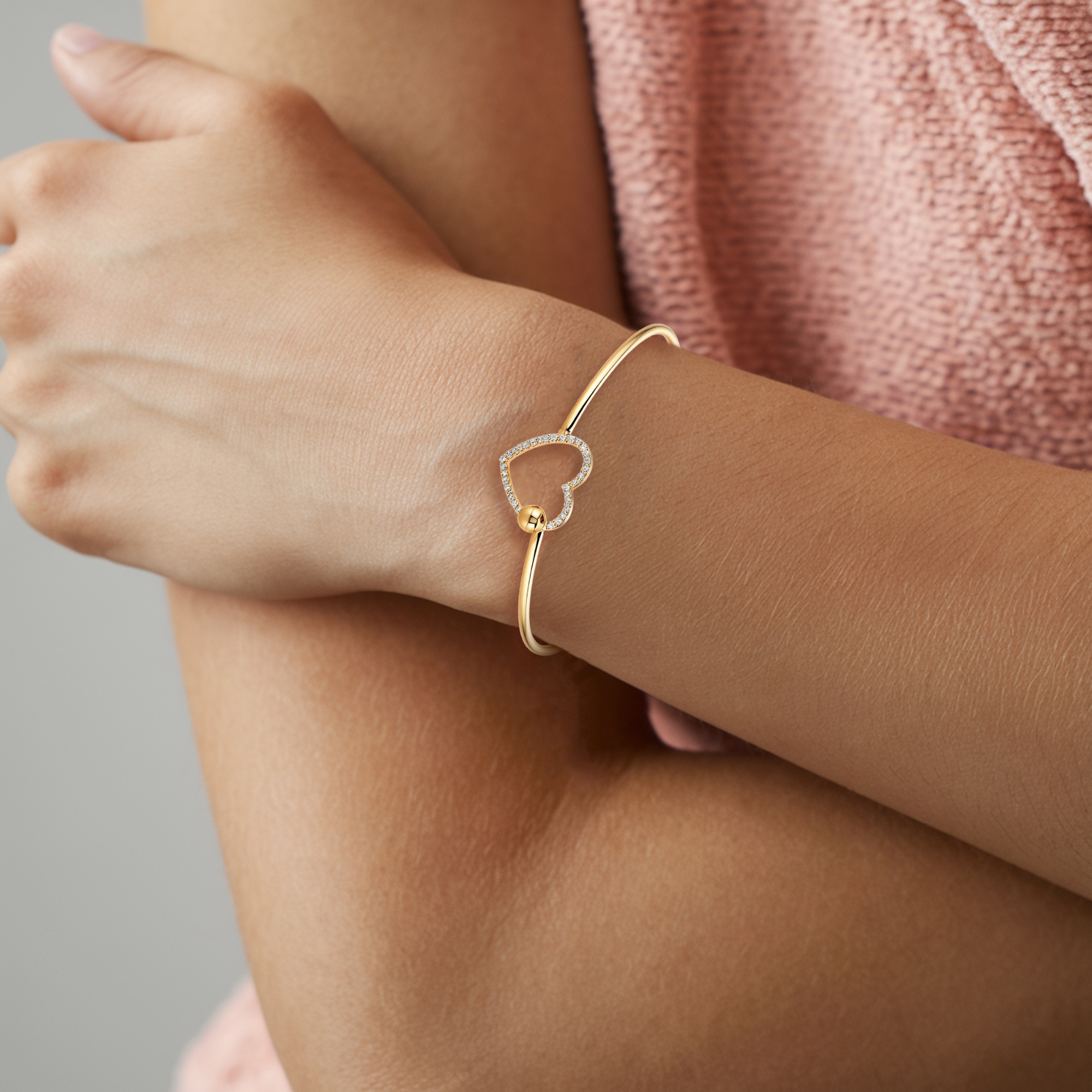 Bracelet Fermoir Crochet Coeur Diamant