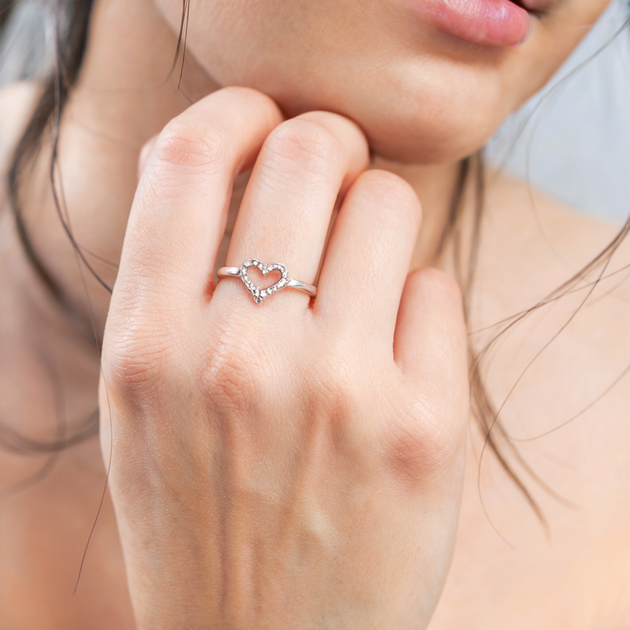 Bague Cœur avec Diamants d'Accents