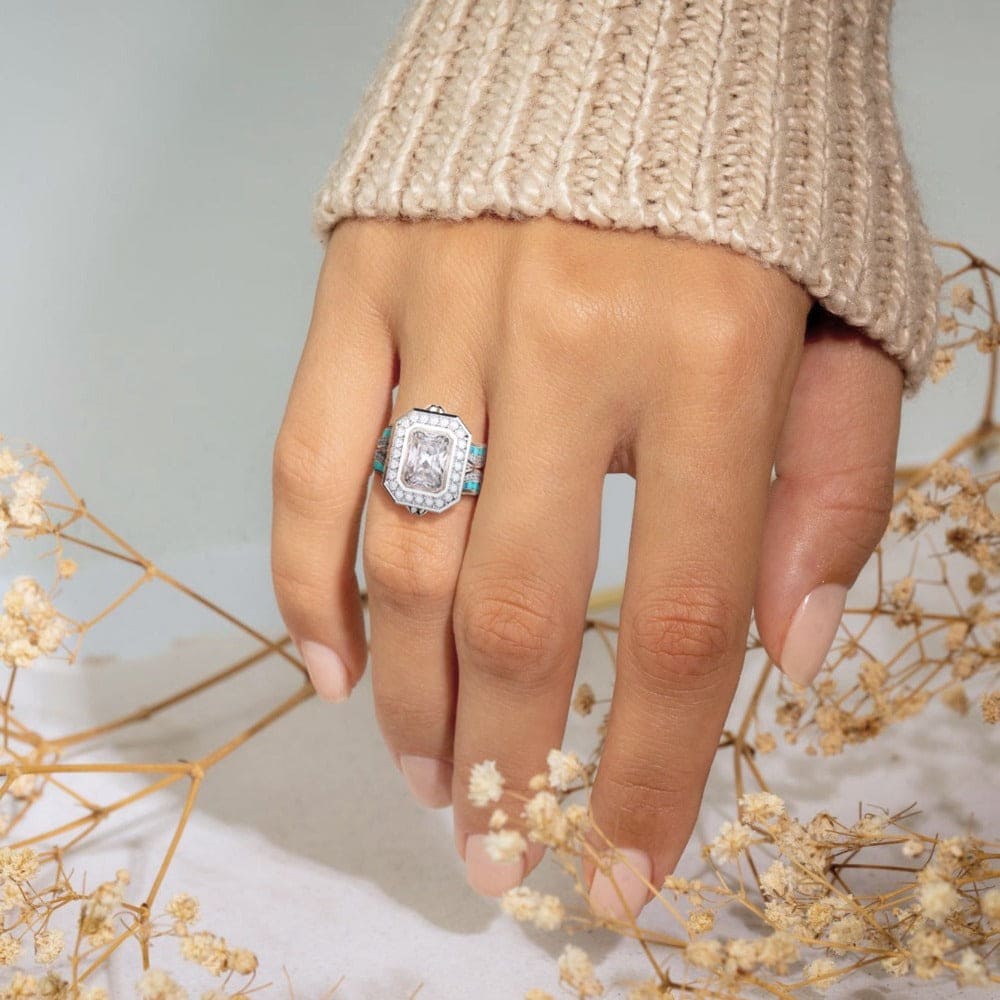 La Couronne de l'Océan: Bague Diamant Éthique - Argent Sterling S925