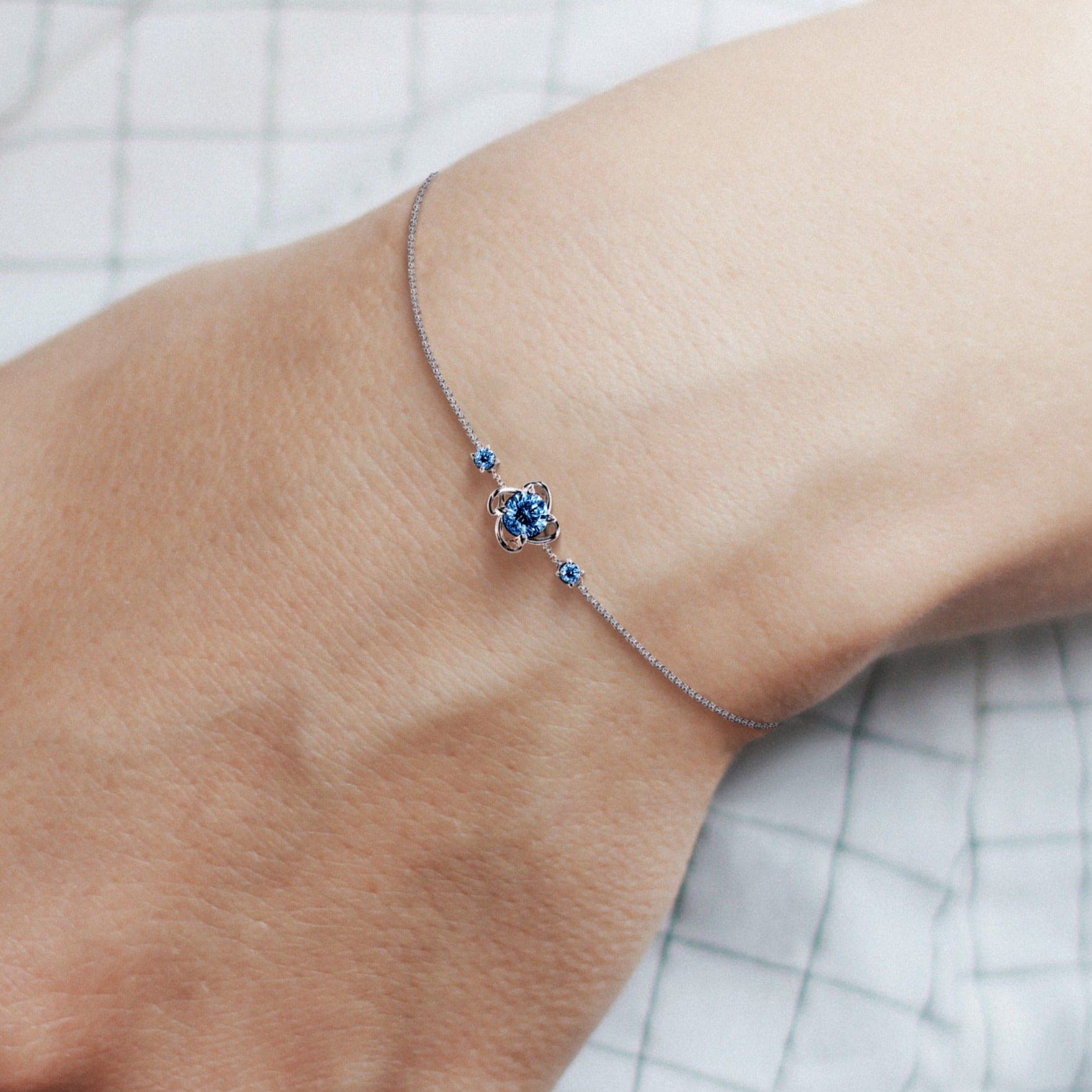 Bracelet Pierre de Naissance Aigue-Marine Mars - Argent Sterling S925